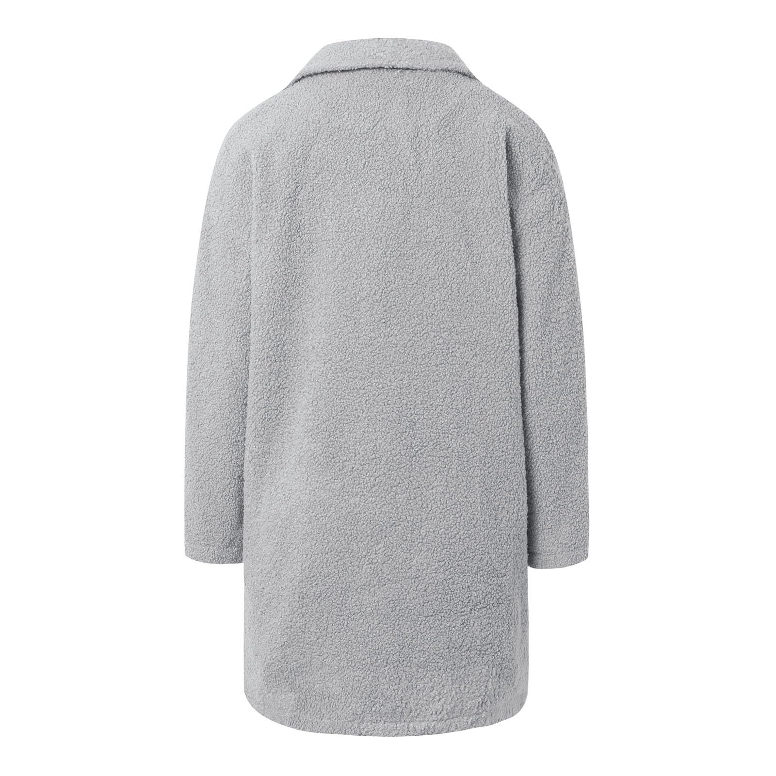 Abrigo de Invierno para Mujer 2024 Chaqueta de Lana Imitación Manga Larga con Solapa Moda Casual Polar Abrigado