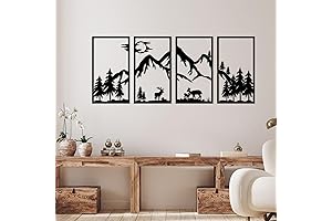 4 Pcs Mountain Scene Metal Wall Art: A Journey Through Serenity