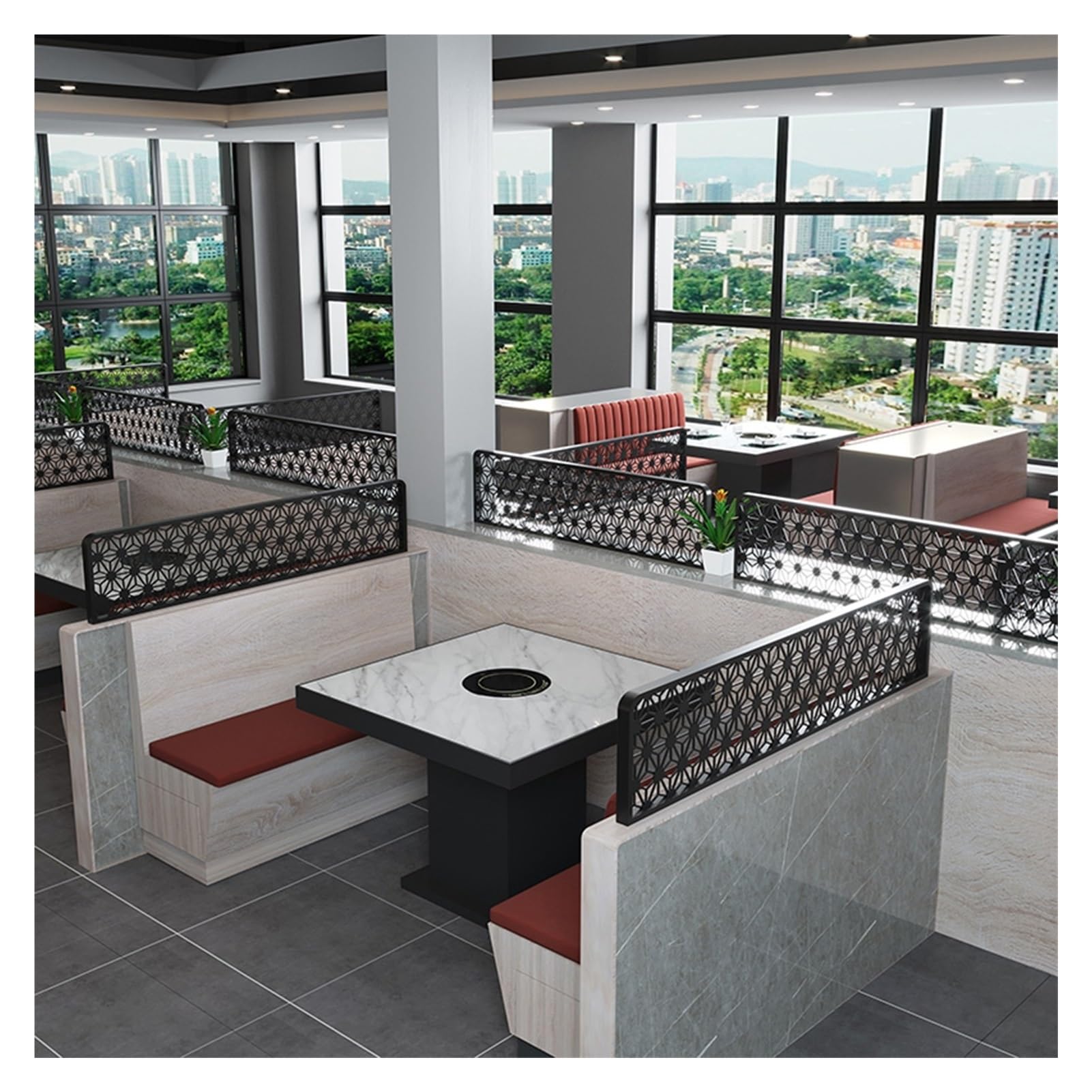 KLGFBDC Black HOL Iron Art Room Dividers - Decorative Partitions for Dining & Office, 110cm Easy Install, Non-Fading Screens, Perfect for Restaurants & Workspaces