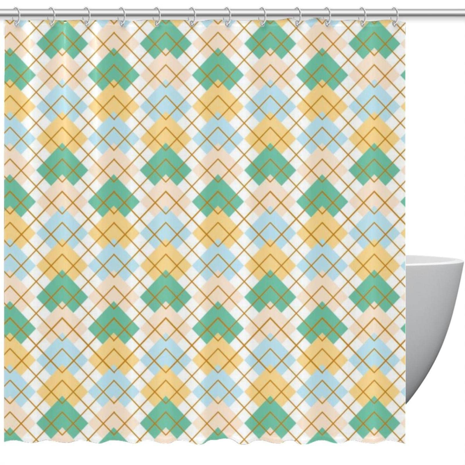 Rideaux de douche vert 152x182 rideau sans odeur salle de bain baignoire 12 crochets