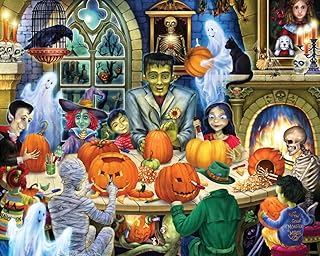 Haunted House Party Jigsaw Puzzle 1000 Piece - Halloween Puzzle by Vermont Christmas Company - Large Pieces - Fully Interlocking and Randomly Shaped