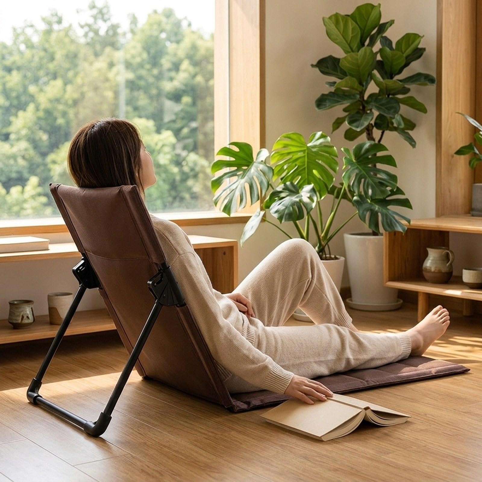 Beach Lounger Klappbarer Bodensessel mit Ergonomischer Rückenstütze Faltbares Outdoor Sitzkissen aus Robustem Material für Campingplatz Angeltouren