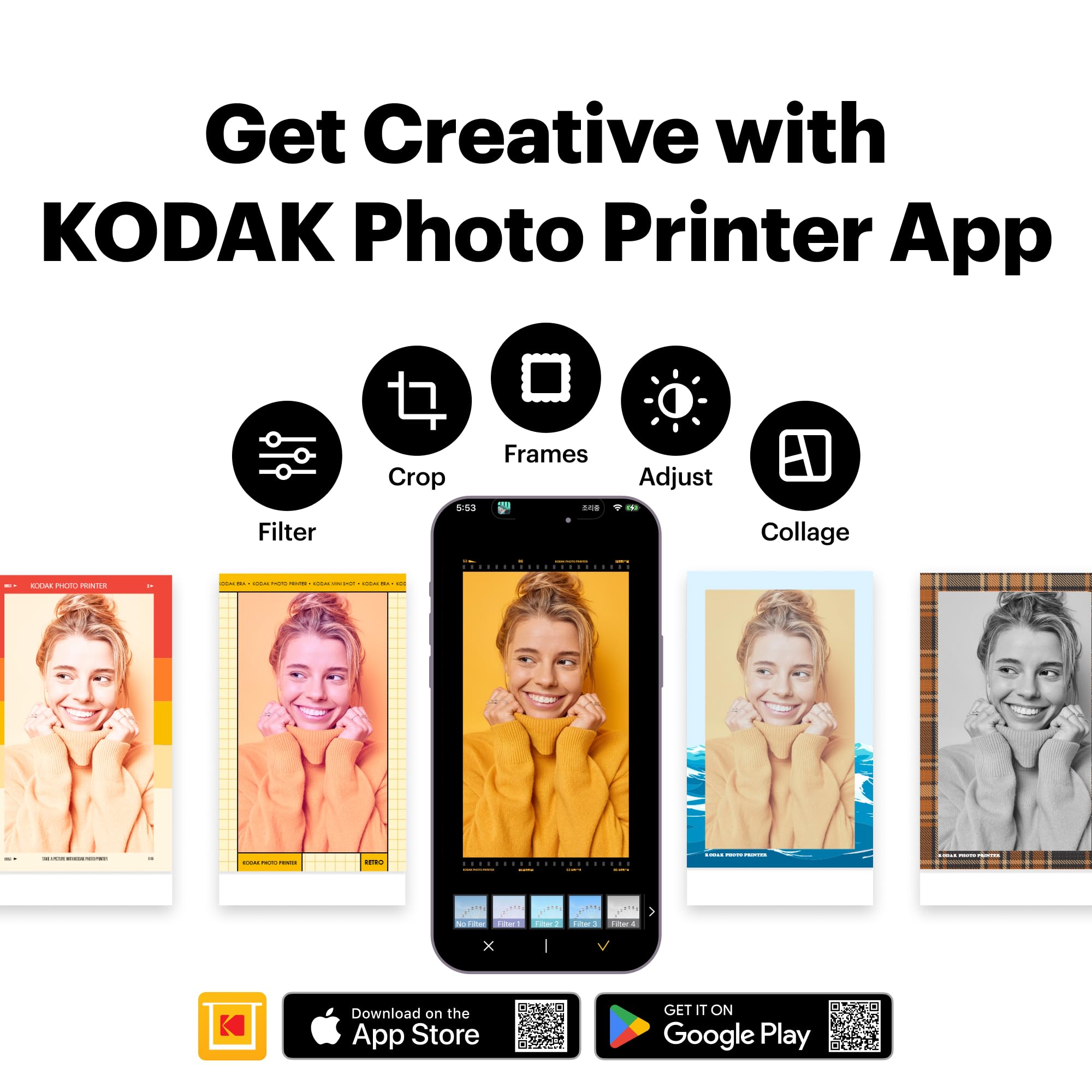 KODAK Mini 2 Retro 5,3 x 8,6 cm Tragbarer Fotodrucker Bluetooth Smartphone Drucker 4PASS Farbsublimation