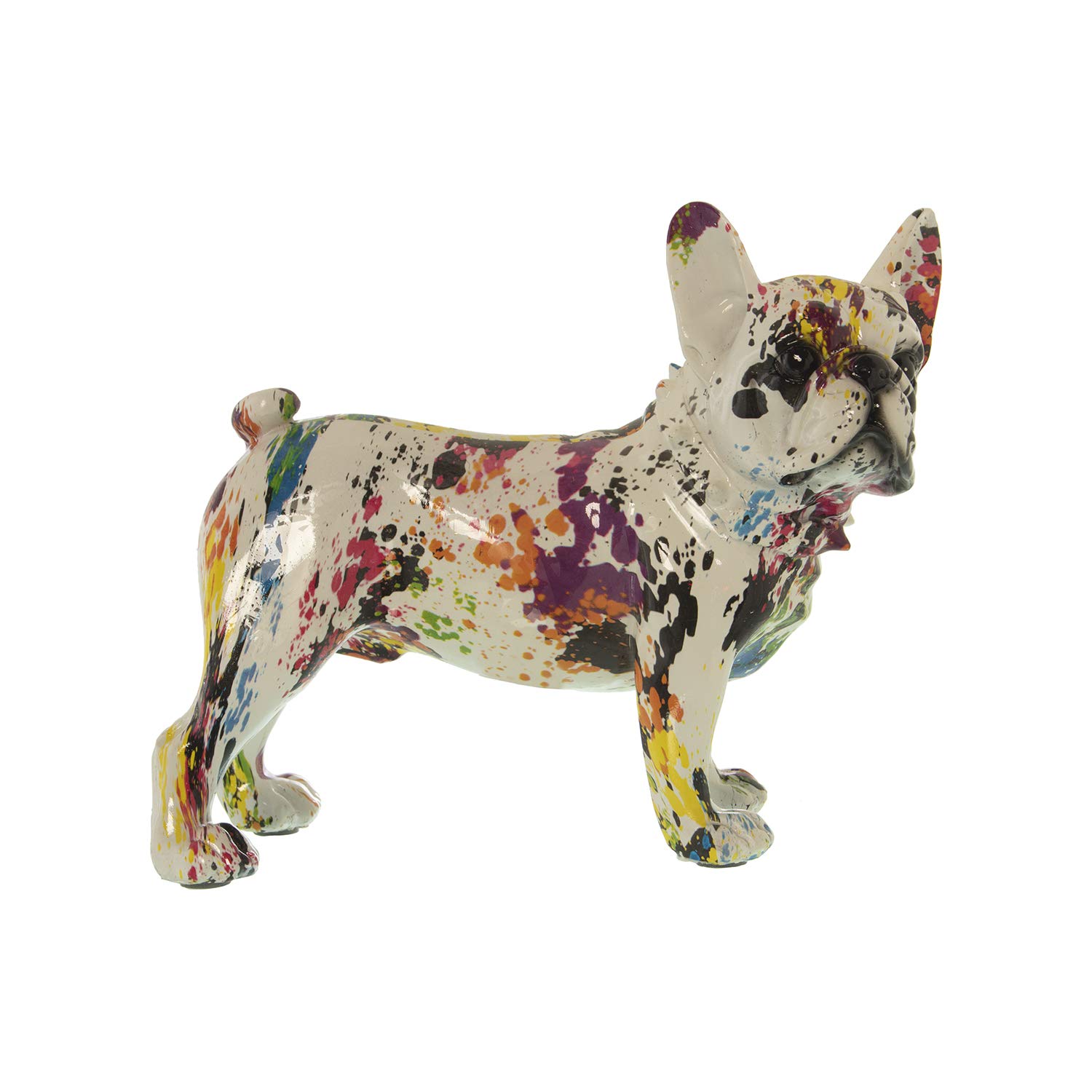 Statue de chien en résine DRW style graffiti multicolore art contemporain