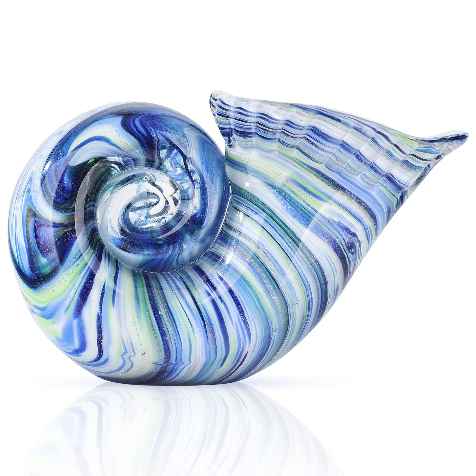DOVDOV Hand Blown Glass Shell Decoration, Art Glass Conch Sculpture, Colorful Shell Statue for Room Office Coffee Table Living Room TV Stand Cum Home Decoration. — image 1