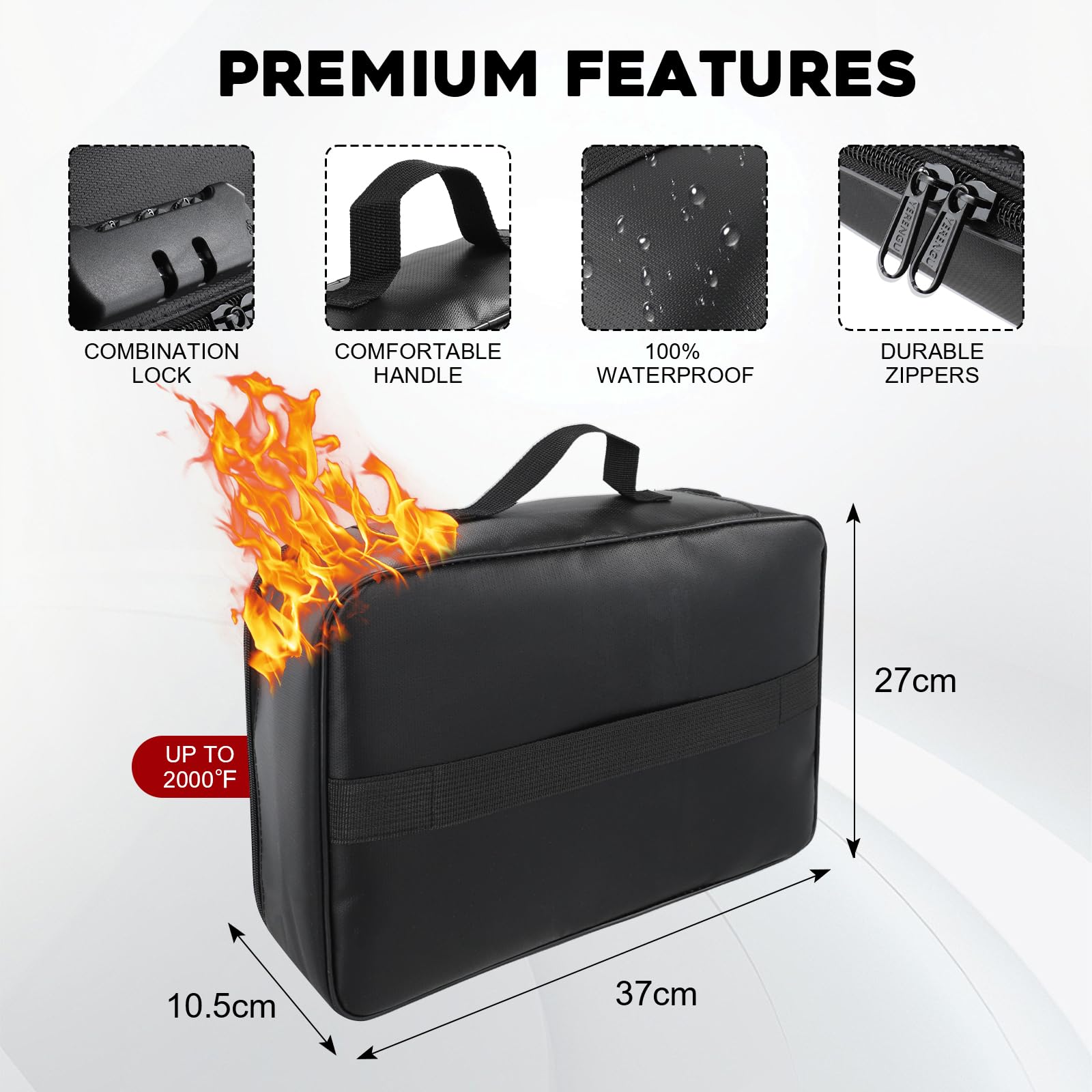 Fire Proof Documents Storage Box Fireproof & Waterproof Document Box ...