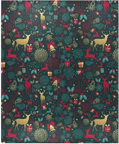 Miniatura 1 de Merry Christmas and Goldern Deer Warm Bed Blanket for Adults Kids, Ultra-Soft All Season Use Blanket for Bed Bed 50x60 Inches