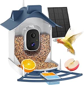 Bird Feeder with Camera, AI Identify Bird's Species Camera, Full HD Live Video Outdoor Adjustable Solar Smart Birds Feeder, Auto Capture Birds Videos & Notify, Ideal Present for Bird Lover asin的图片