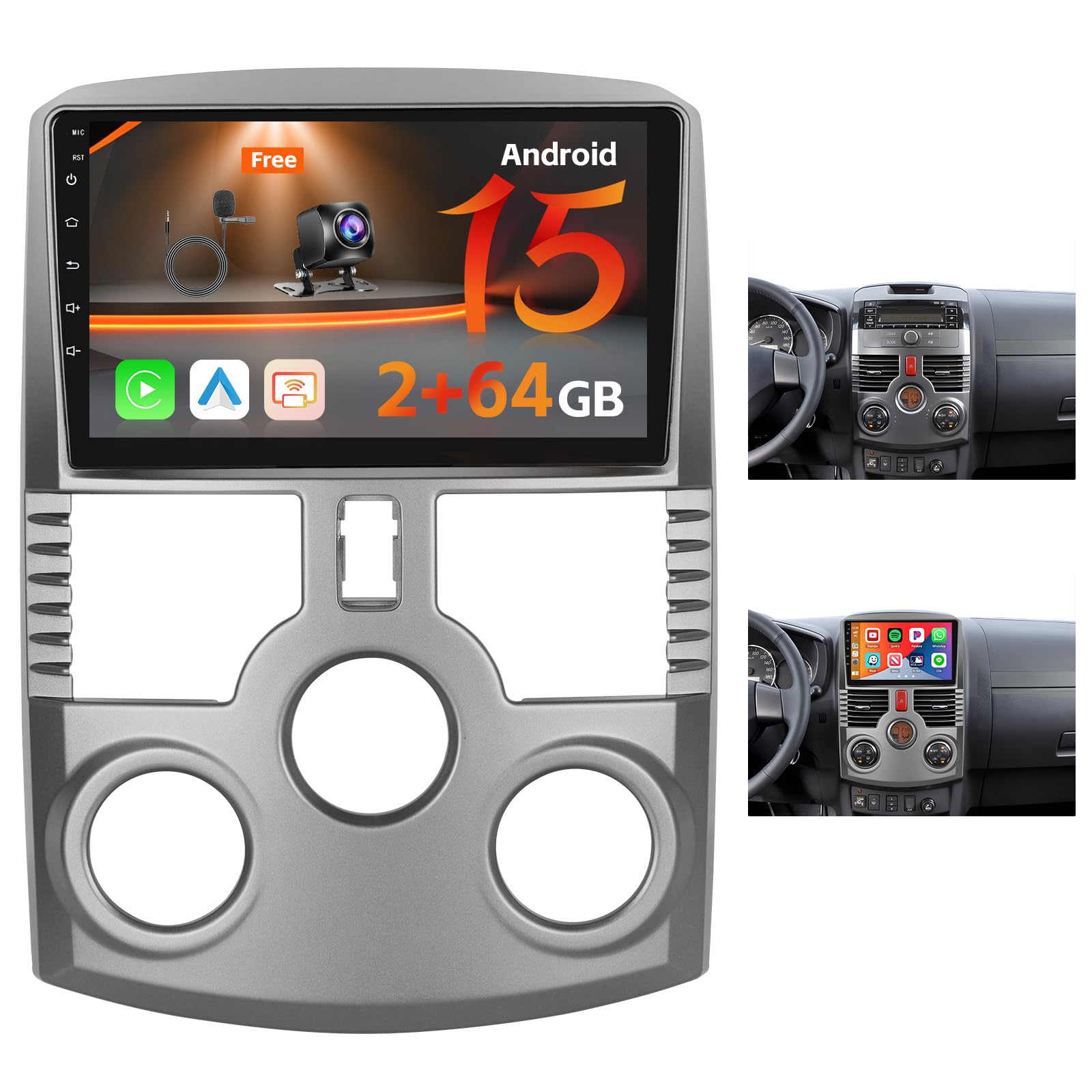 Hikity 2+64G Android Autoradio per Toyota Rush Daihatsu T-erios 2006-2016 Wireless Carplay Android Auto, 9 Pollici Touchscreen Radio Bluetooth con GPS WIFI Mirror Link FM/RDS SWC Telecamera Posteriore