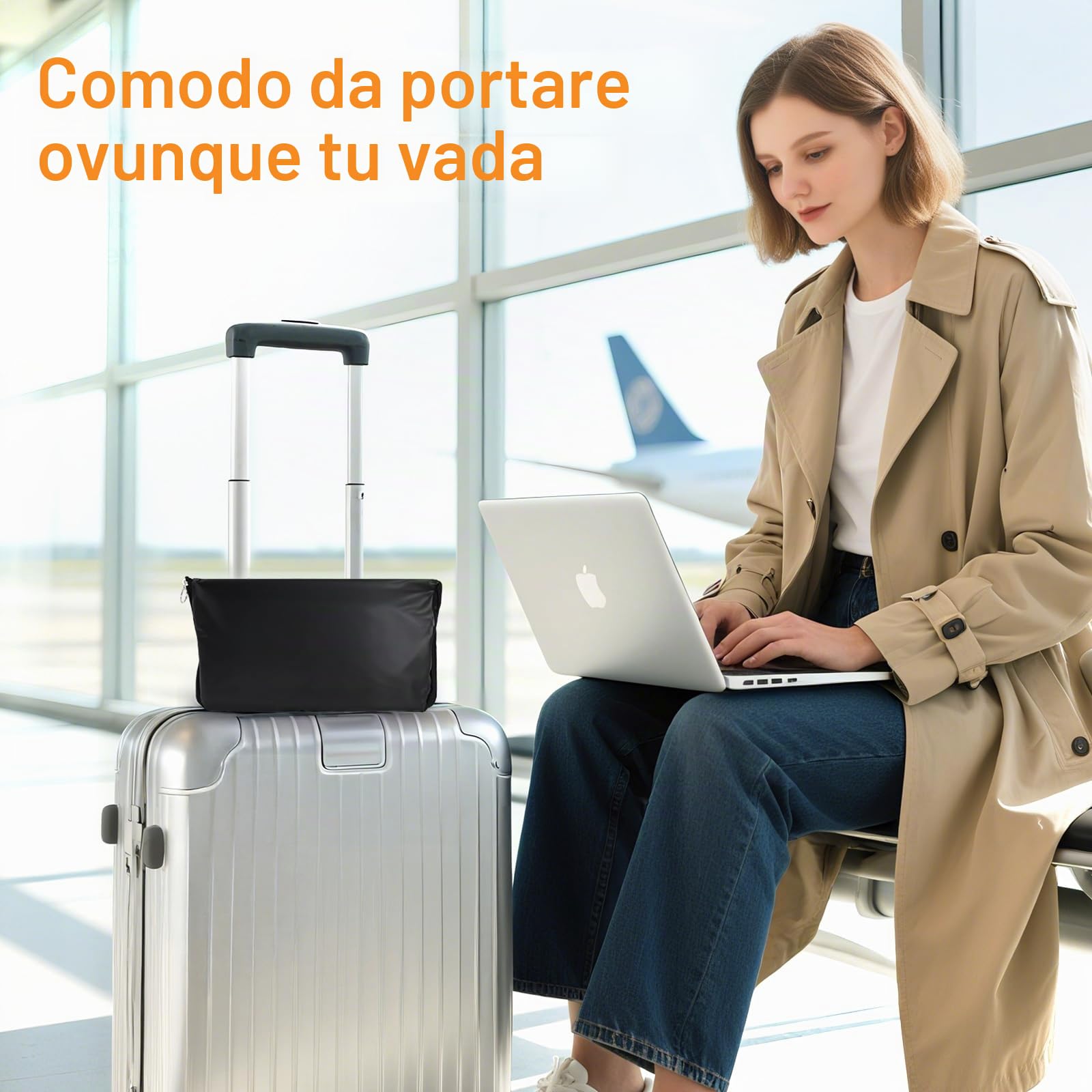 Maliton Poggiapiedi per Aereo, Poggiapiedi Gonfiabile, Facile da Gonfiare, con Borsa Pratica – Per Aereo, Auto, Ufficio, Ideale Per i Voli a Lungo Raggio (Grigio Scuro, 1 Pezzo)