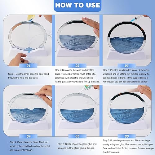 Miniatura 4 de BGFJYUK Kit de bricolaje con luz nocturna de arte de arena en movimiento, vidrio redondo 3D, paisajes de arena de mar profundo con pantalla que