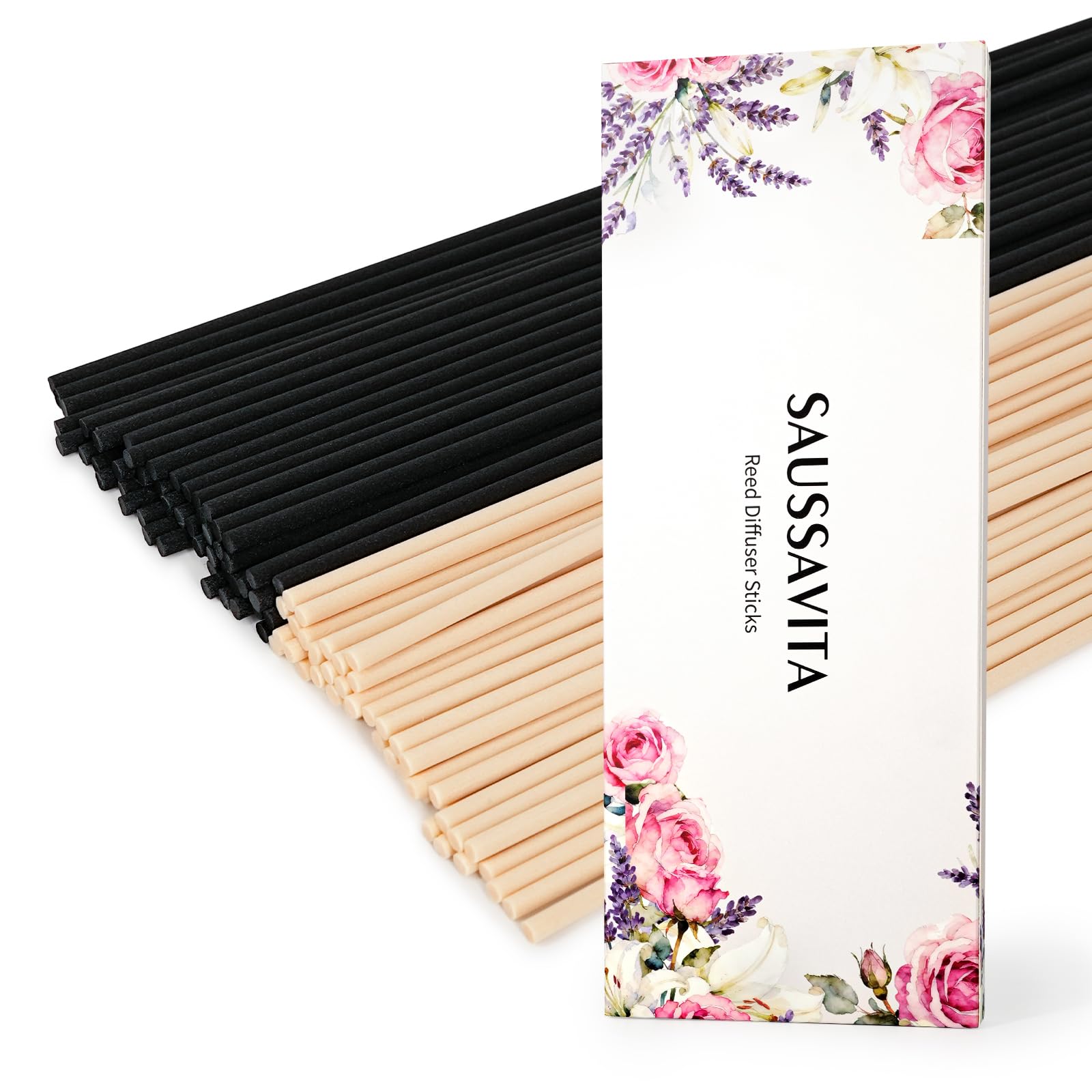 100 Pièces Bâtons de Diffuseur de Roseaux,Diffuseur Parfum Bâtons,Couleur Bois Noir et Naturel