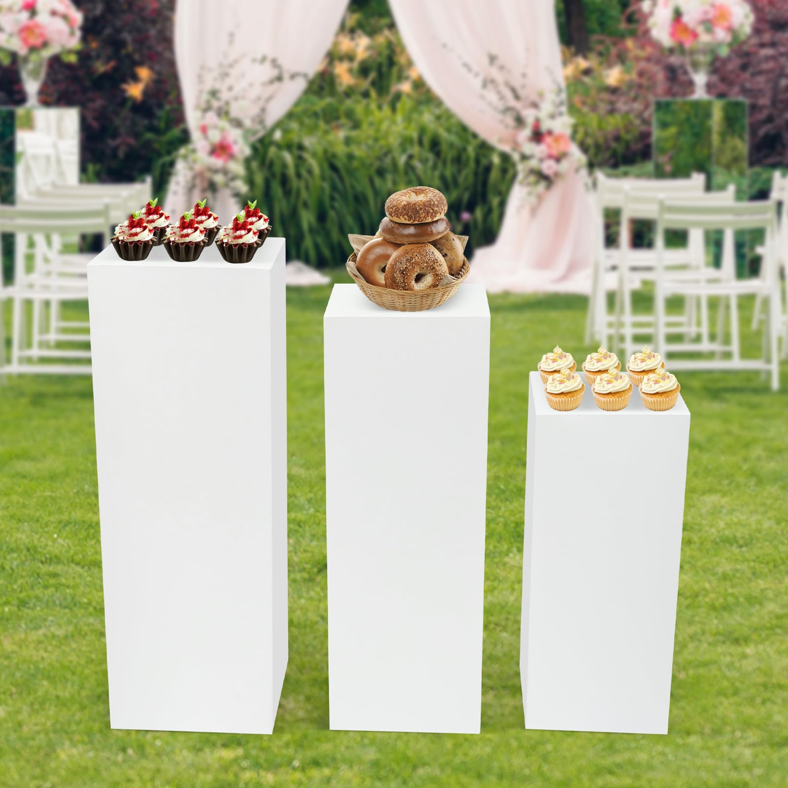 Amazon.com: 3 Metal Display Stands, White Square Pedestal Pillars