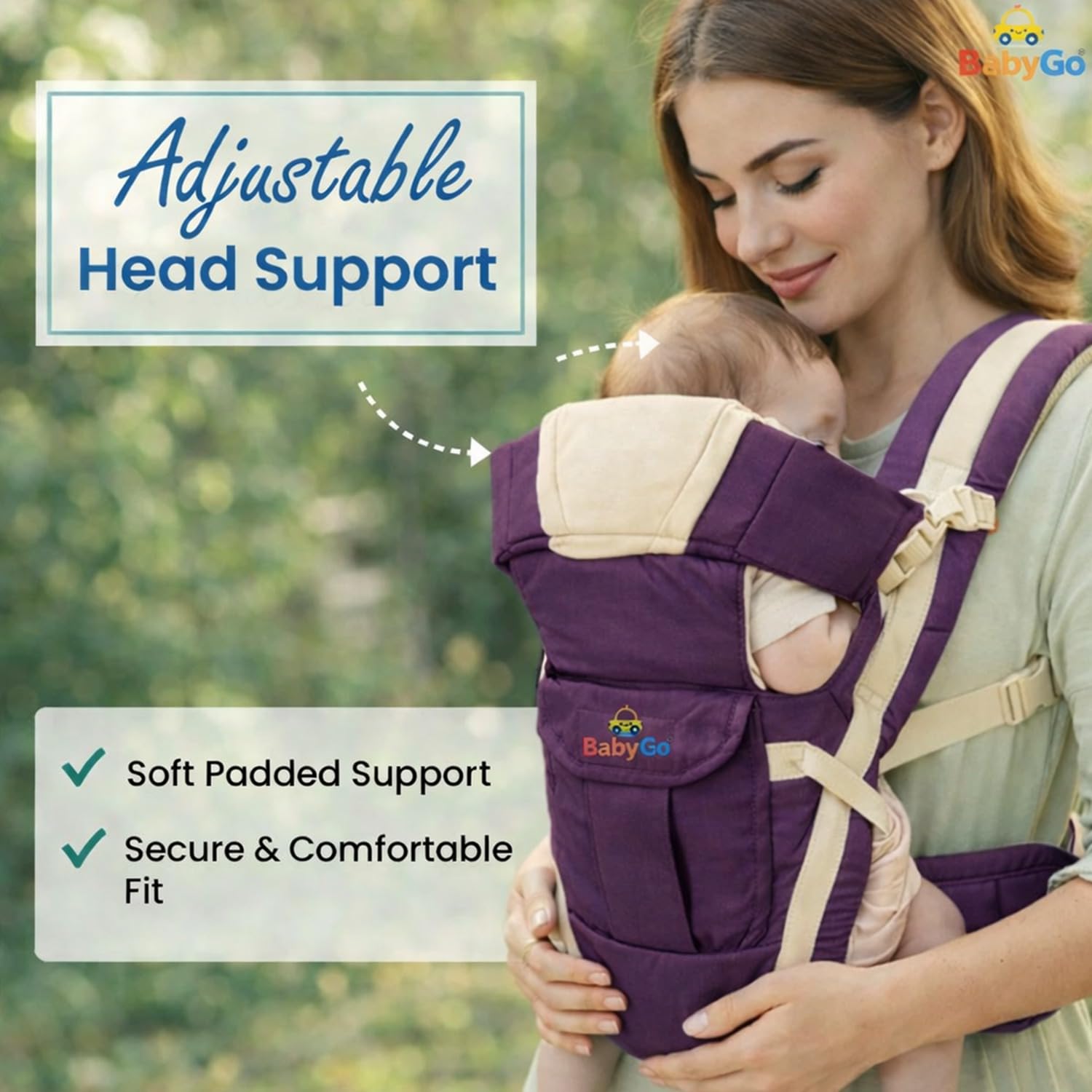 BabyGo Kid Seat Baby Hip Carrier 4-in-1 Adjustable Baby Carrier Cum Kangaroo Bag|Front, Back|for 6 to 24 Months Baby|Newborn to Toddler Carrier|Safety Belt & Buckle Straps|Up to 15 Kgs (Purple) 1