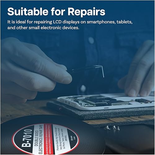 Miniatura 4 de MMOBIEL Cinta adhesiva de doble cara de 0.039 in, rollo de 164.0 ft (164 pies), cinta de montaje ultra fina negra para reparación de pantalla LCD,