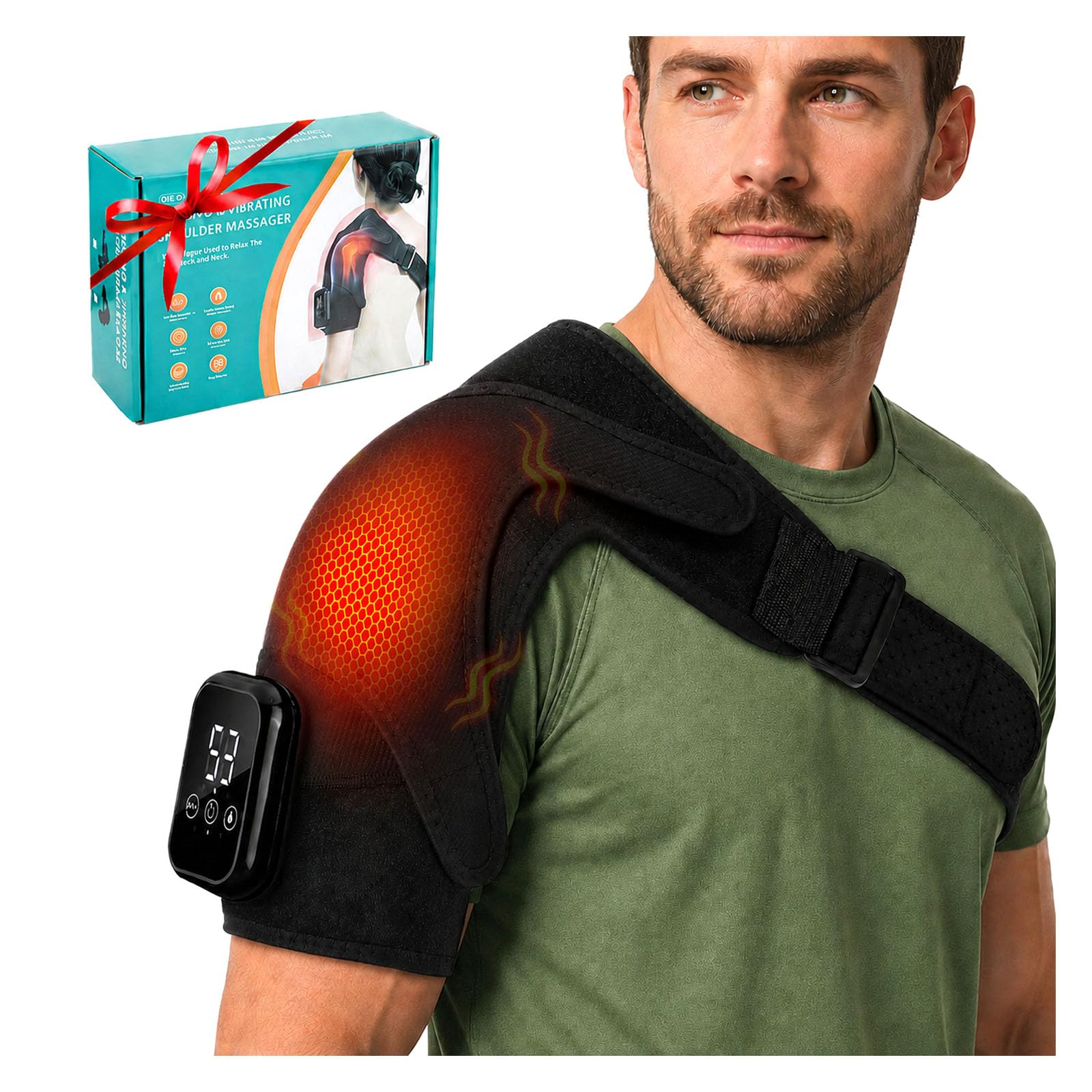 Masajeador De Hombros Inalámbrico Con Vibración y Calor,Hombrera