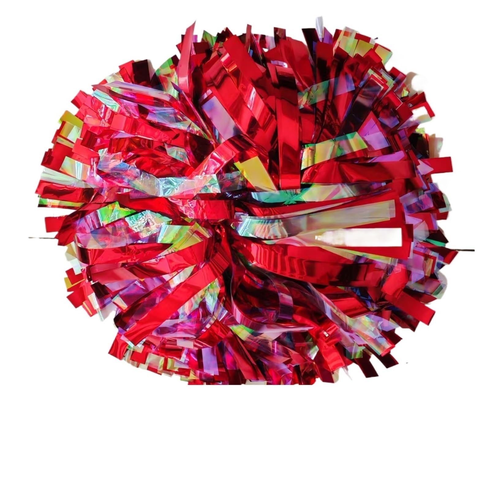 Csshnl Color11 Cheerleader Pompom Cheerleader Pom Pom Holographic With Baton Handle For Hand Usage Cheering 1Pc(,8 Inch)