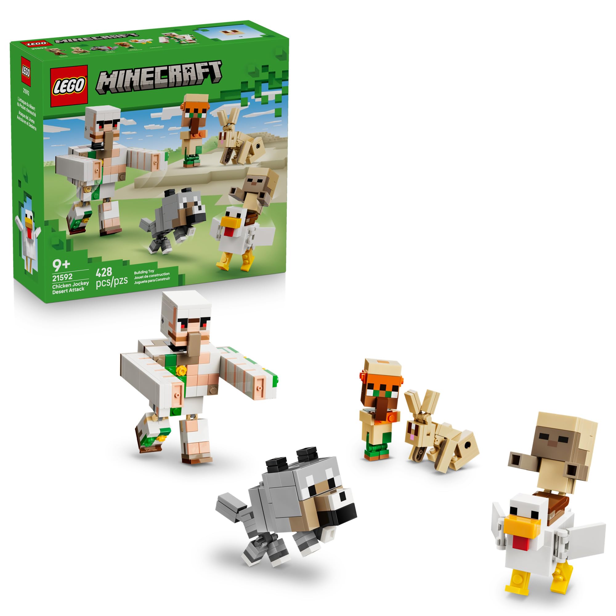 Minecraft Chicken Jockey Desert Attack 21592 | Building Toys for Boys & Girls, Ages, 9+, Sturdy Build for Pretend Play, 428 pieces, Gift for Birthdays