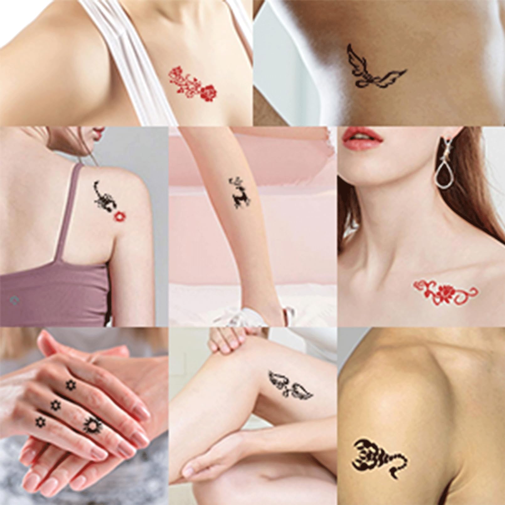 Henna Tattoo Stencils Kit Reusable for Girls and Kids, 423+PCS Tattoo Templates, Temporary Glitter Airbrush Tattoo Stencil 3