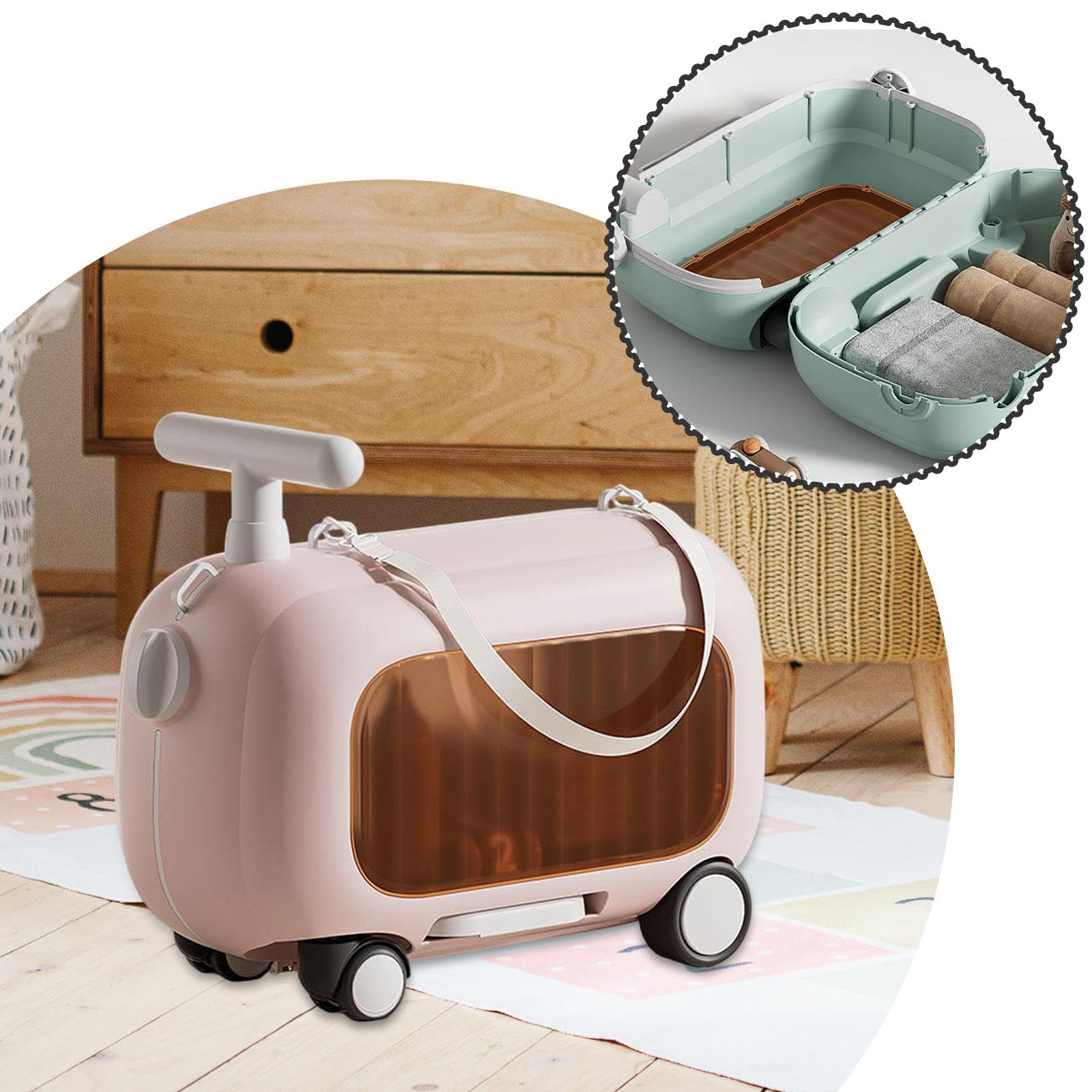predolo Valigia per bambini Valigia con ruote per bambini Regalo Valigie rigide da viaggio portatile compatta per Leggera per, Rosa