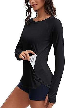 ATTRACO Women Rash Guard Long Sleeve Swimsuits UV UPF 50+ Zipper Swim Shirt Quick Dry Sun Shirts