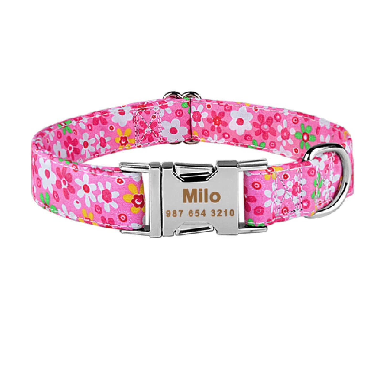 Collier pour chien personnalisé aux fleurs roses S pour les balades printanières de votre chiot