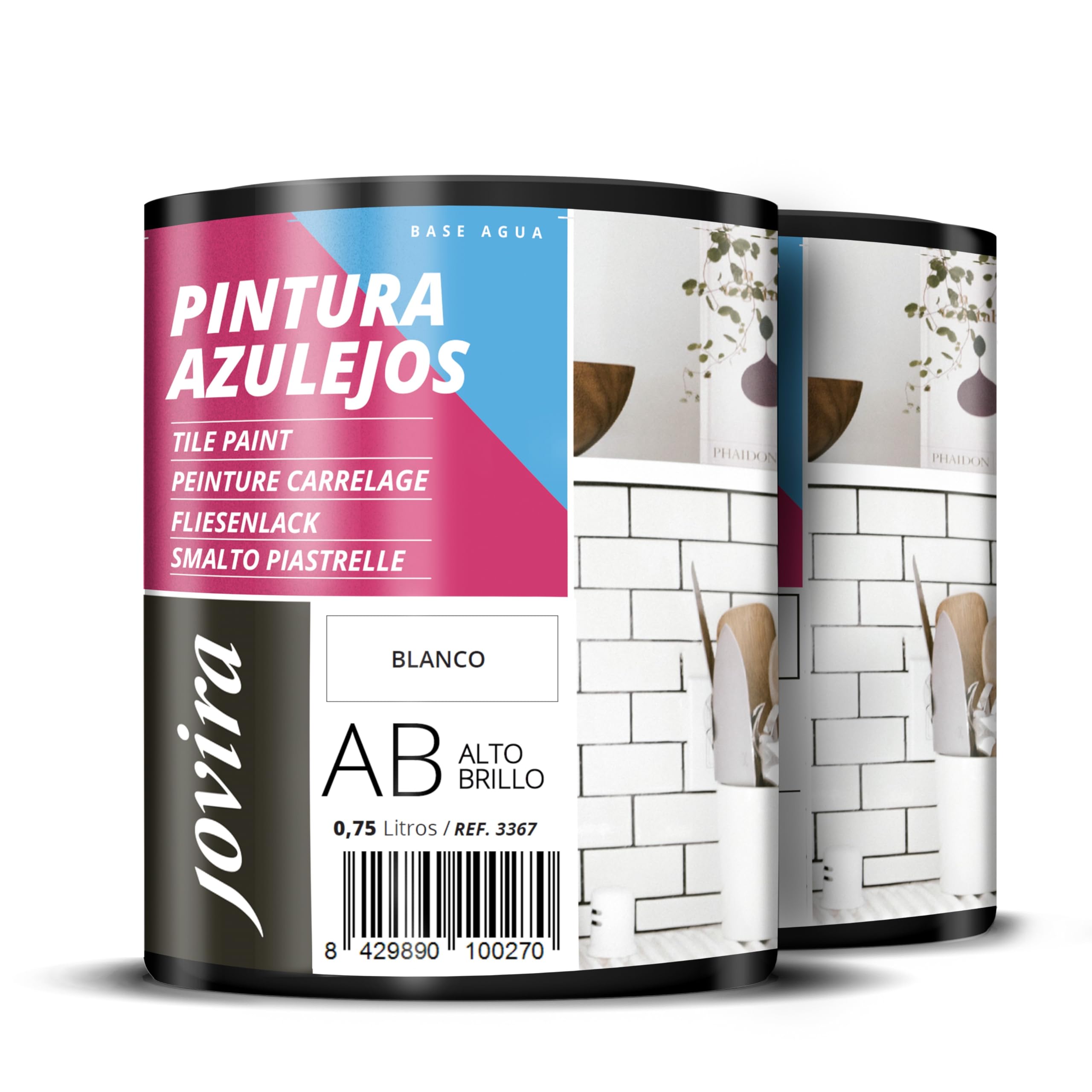 JOVIRA PINTURAS PEINTURE CARRELAGE Donnez une nouvelle image à votre cuisine et salle de bain. (2x750 Millilitres, Blanc Brillant)