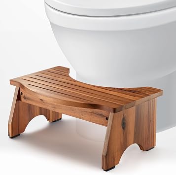 HOLANA 7.2" Toilet Stool for Adults, 200 lb Capacity, Natural Acacia Finish