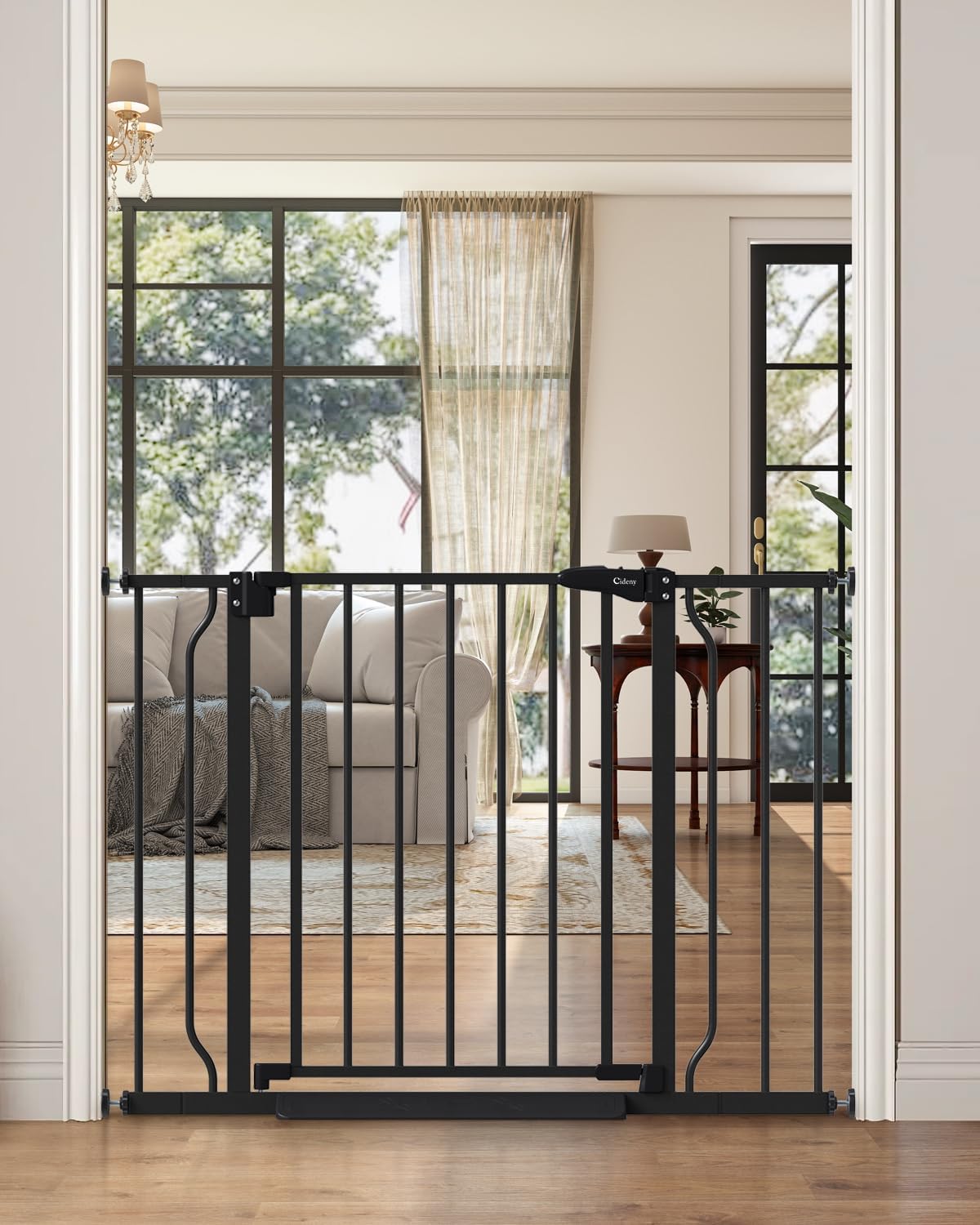 29"-40" Baby Gate for Stairs, Auto Close Stroller Friendly Dog Gate Indoor for Doorways, Pressure Mounted Baby Gate, Easy Walk Through Gate for Children & Pets, Black Black 29-40"Wide, 28"Tall