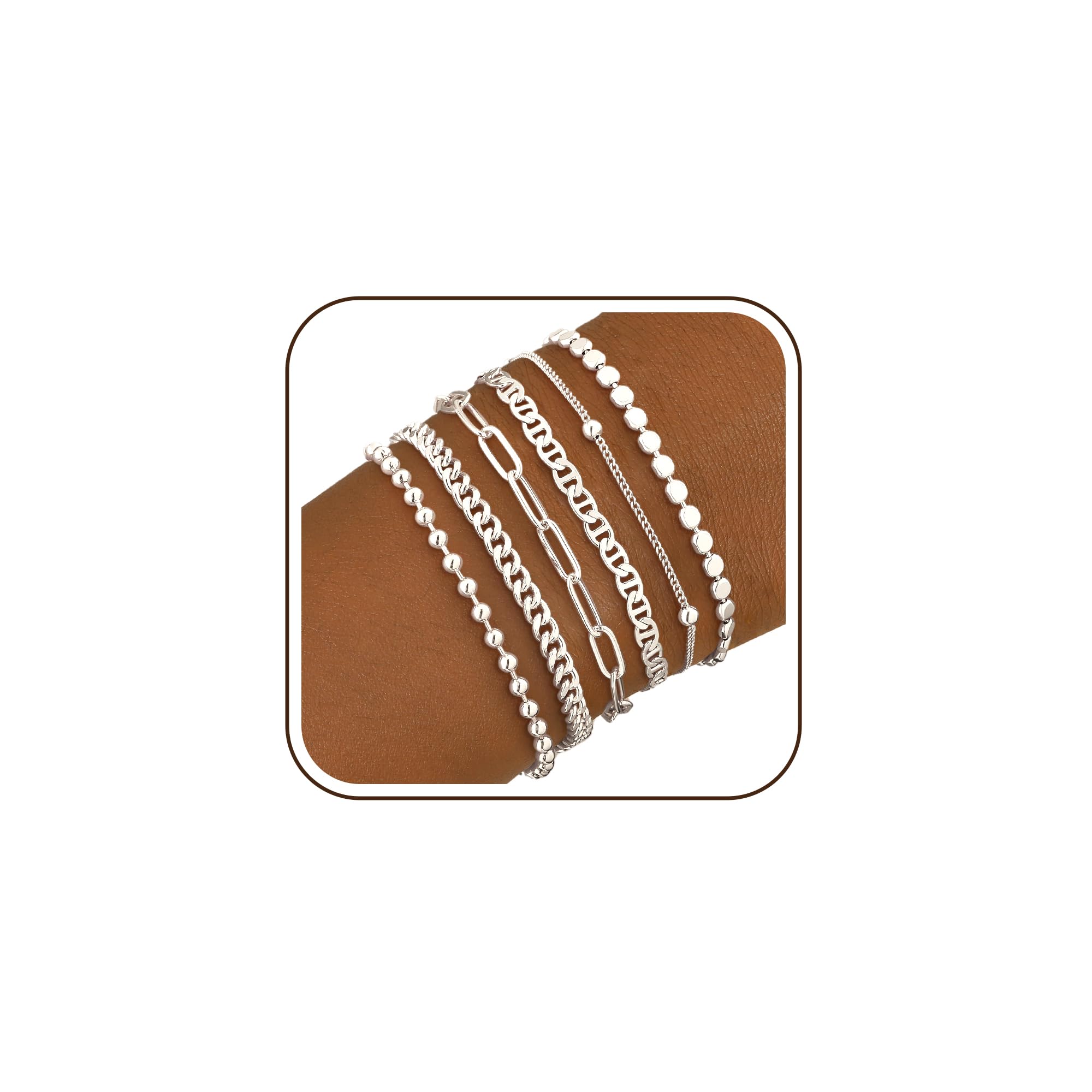 ZOERAY Armband Damen Gold Silber Set Wasserfest 18K Vergoldet Armbänder Stapelbare Armkette Gold Silber Verstellbare Mehrere Armbander Twist Figaro Schlange Modeschmuck Geschenk Set für Frauen Mädchen