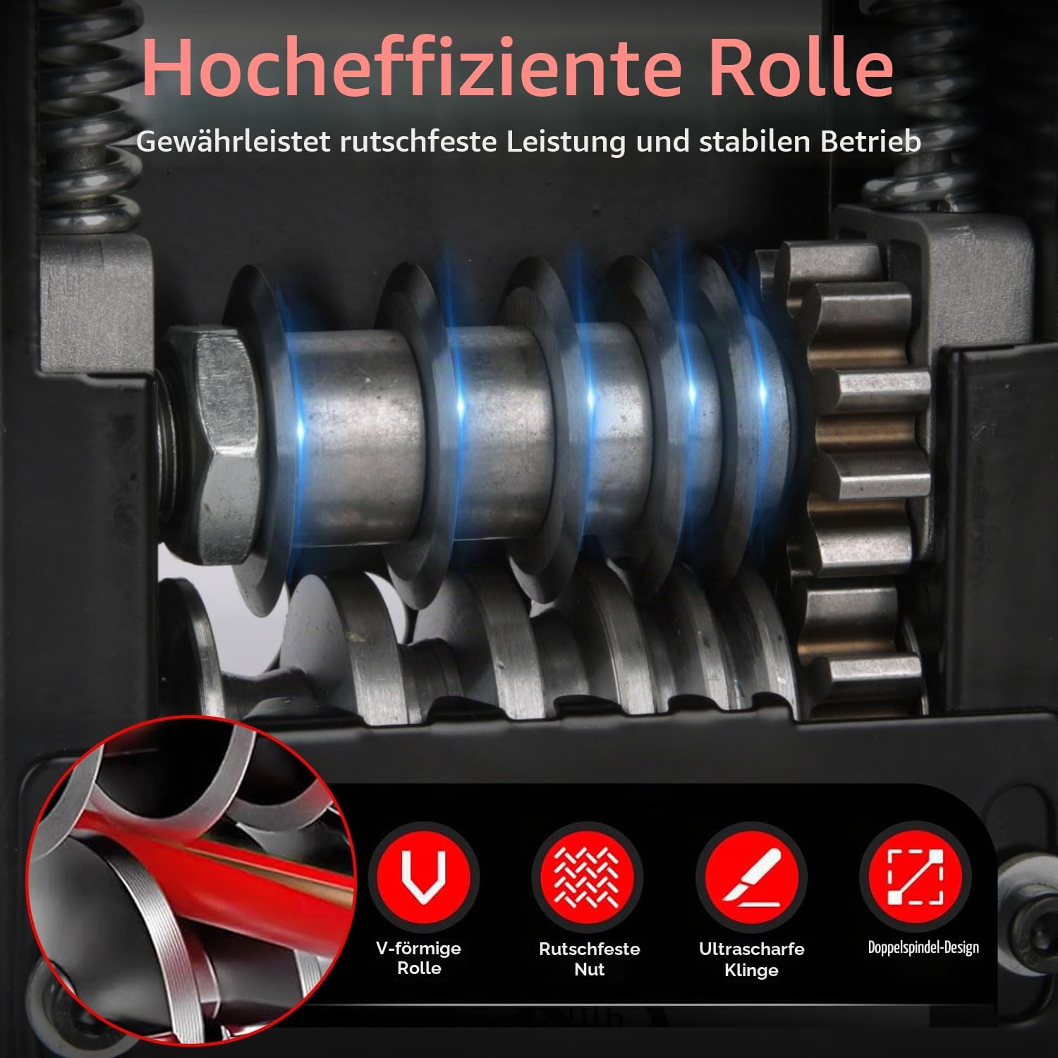 Kabelschälmaschine, Manuelle Kabelabisoliermaschine mit 6 Kanälen & 5 Klingen, Kabel Abisolierer für 3-17 mm Kabel, Abisolierwerkzeug Kupferdraht Kabelabisolierer Recycling Elektrische Kabel (Schwarz)