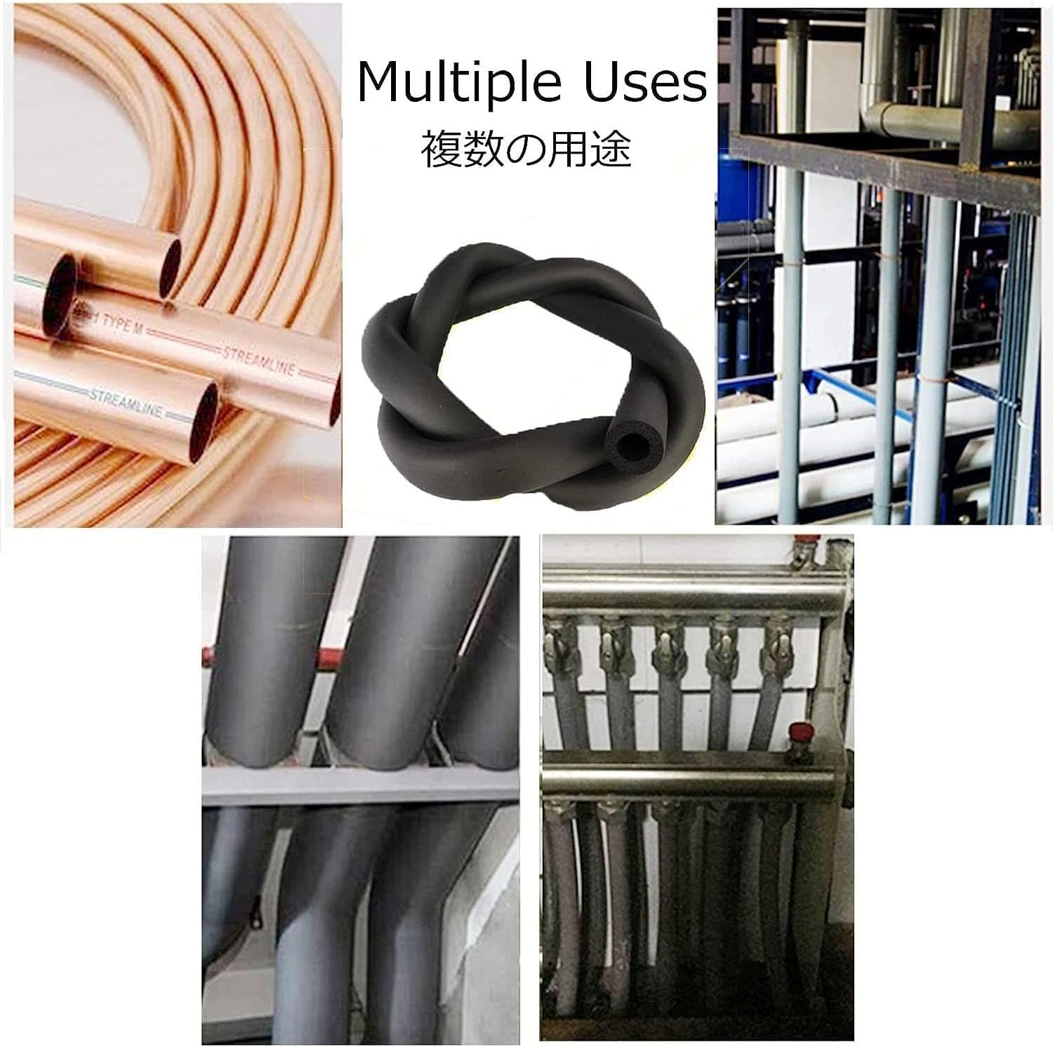 発泡チューブ、パイプ断熱 発泡ポリエチレンパイプ断熱材、防水/不凍液/難燃性、内径10mm〜48mm、厚さ15mm、 ( Size