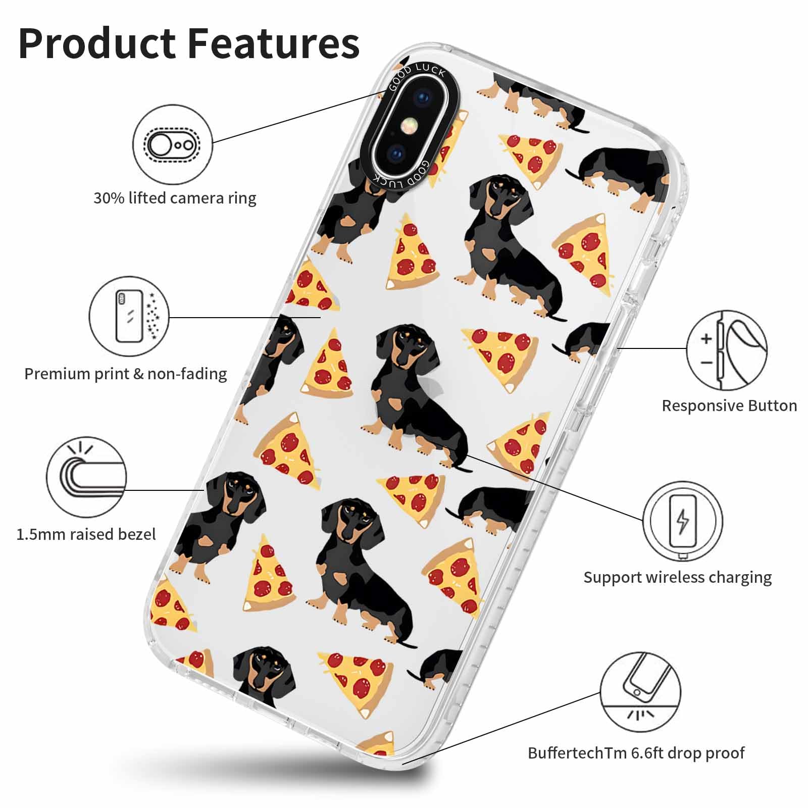 Xylota 2 Piezas Funda para iPhone X/iPhone XS 5,8", Transparente Carcasa con Lindo Dibujos Perro Mujer Niñas Case, Ultra Delgado Silicona Suave TPU Bumper Antichoque Protección Cover para iPhone X — view 4