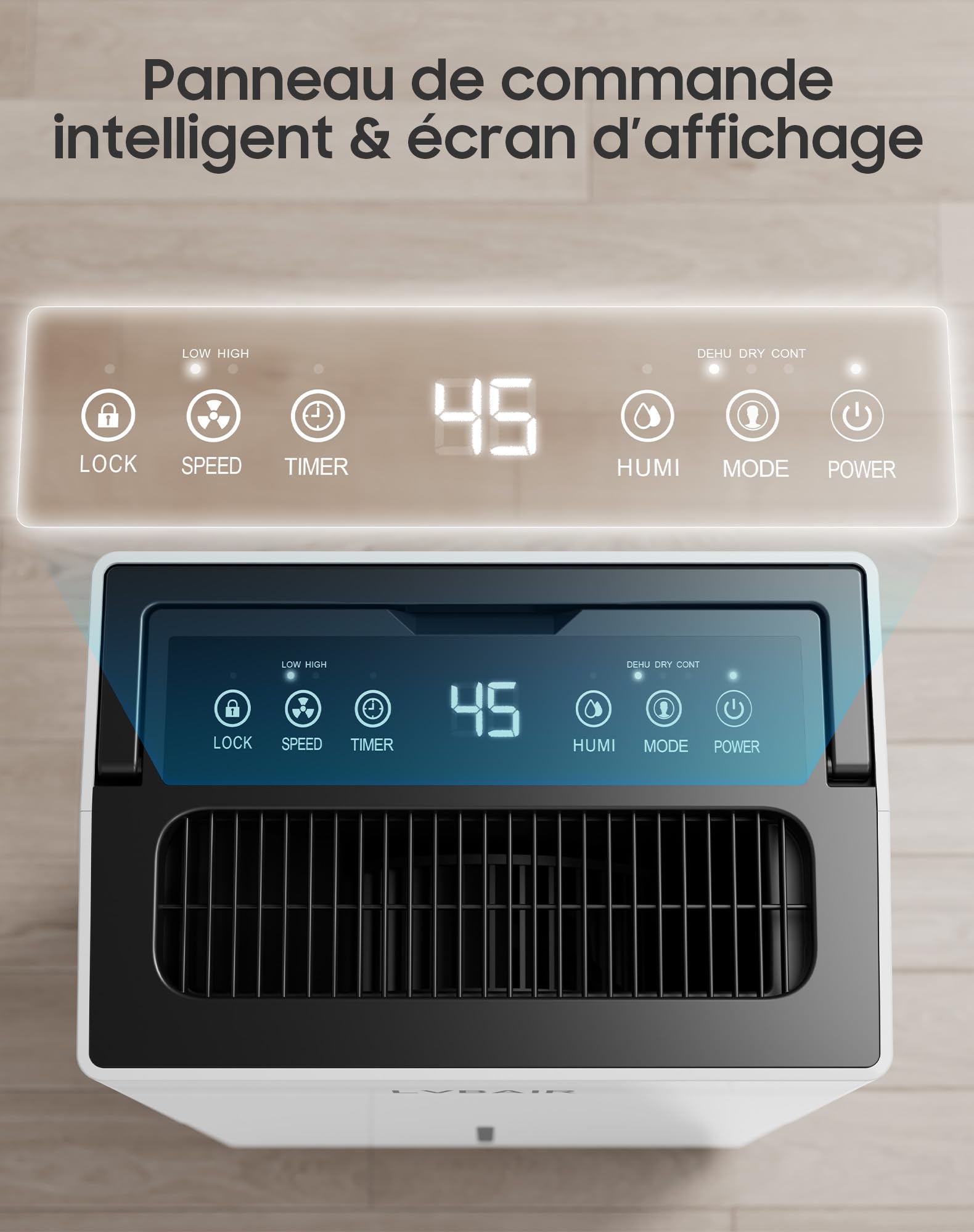 Deumidificatore 20L/giorno – potente deumidificatore elettrico, risparmio energetico, portatile, 3 modalità e controllo intelligente dell'umidità, dehumidifier elettrico