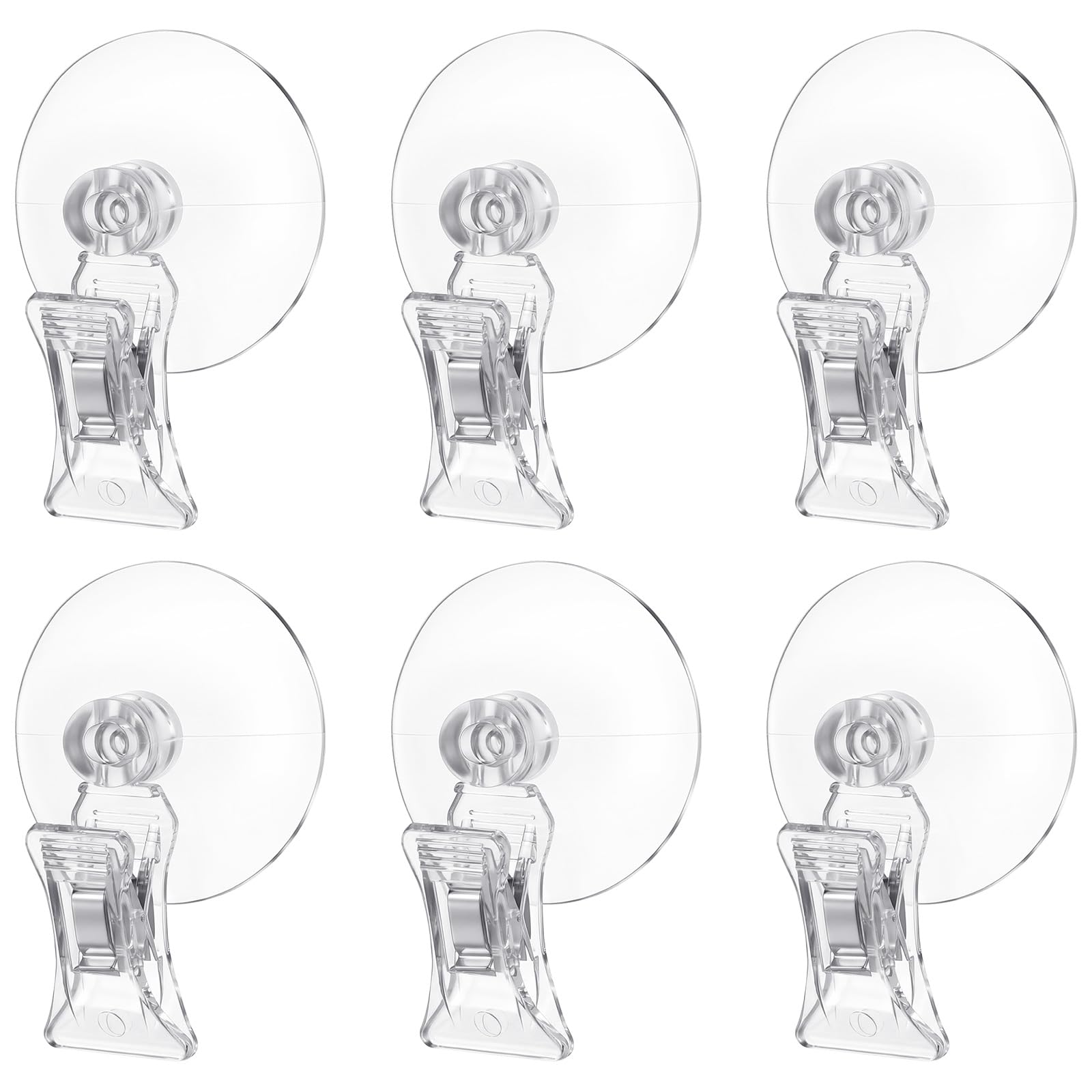 6 Pcs Transparent Aquarium Suction Cups with Clips - Plant Holder for Fish Tank - Clear Plastic fish Feeding Tool for Advertising Display Business Cards Fishes Feeding Veggie Feed Holder