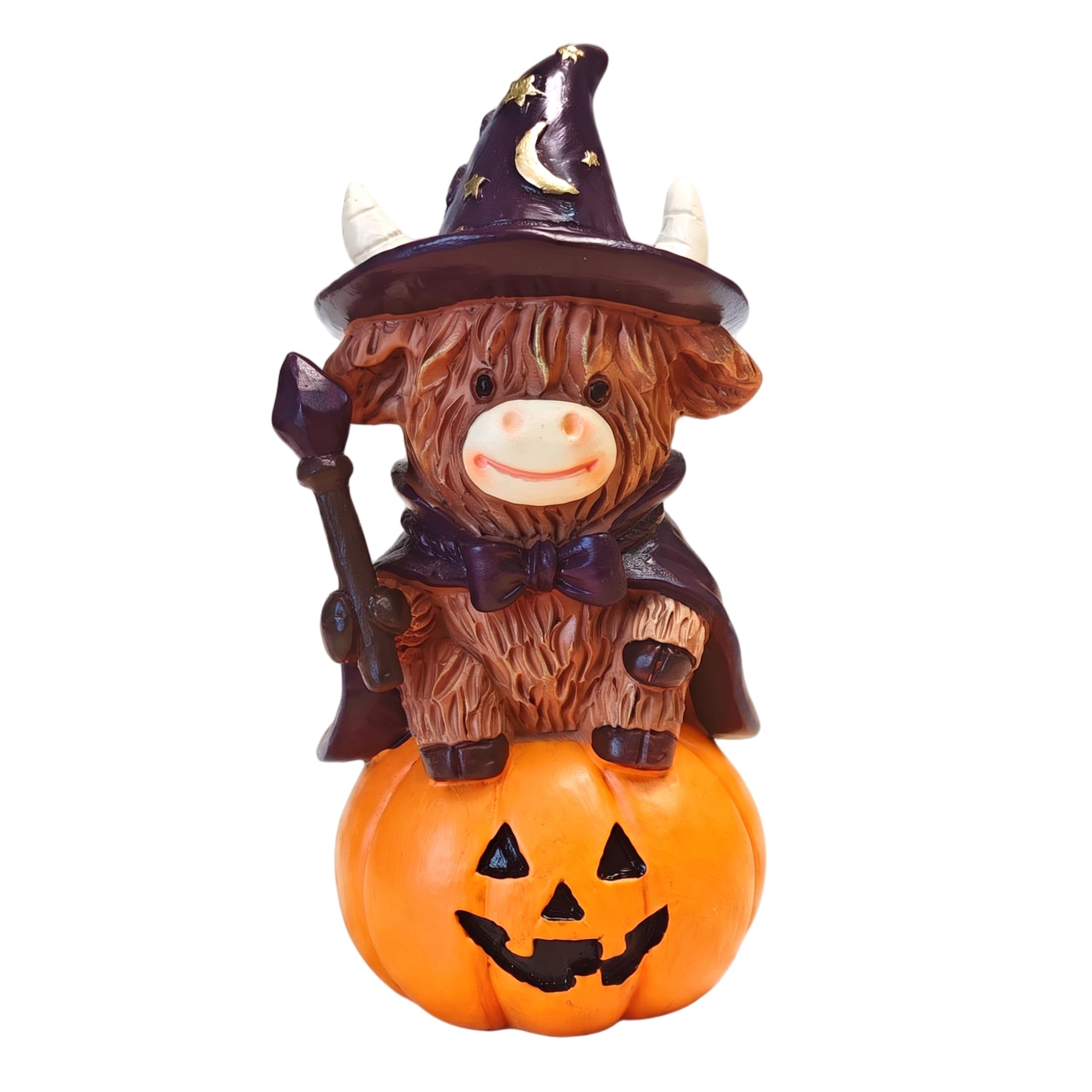Tsawntd Highland Cow Figurines, Small Resin Halloween Set