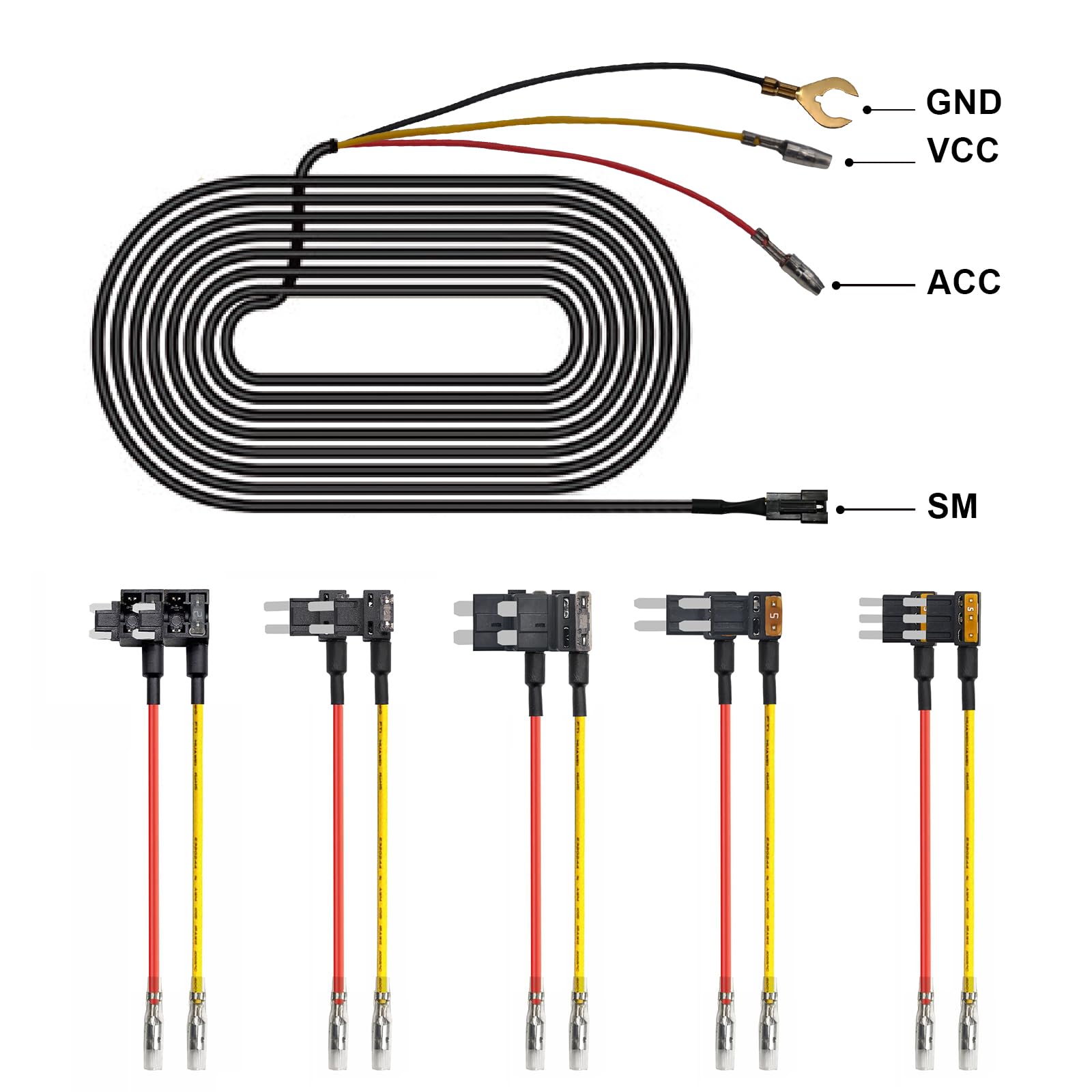 mangoal Fuse Box Hardwire Kit for Dash Cam, 24H Parking Monitoring, 2.5m
