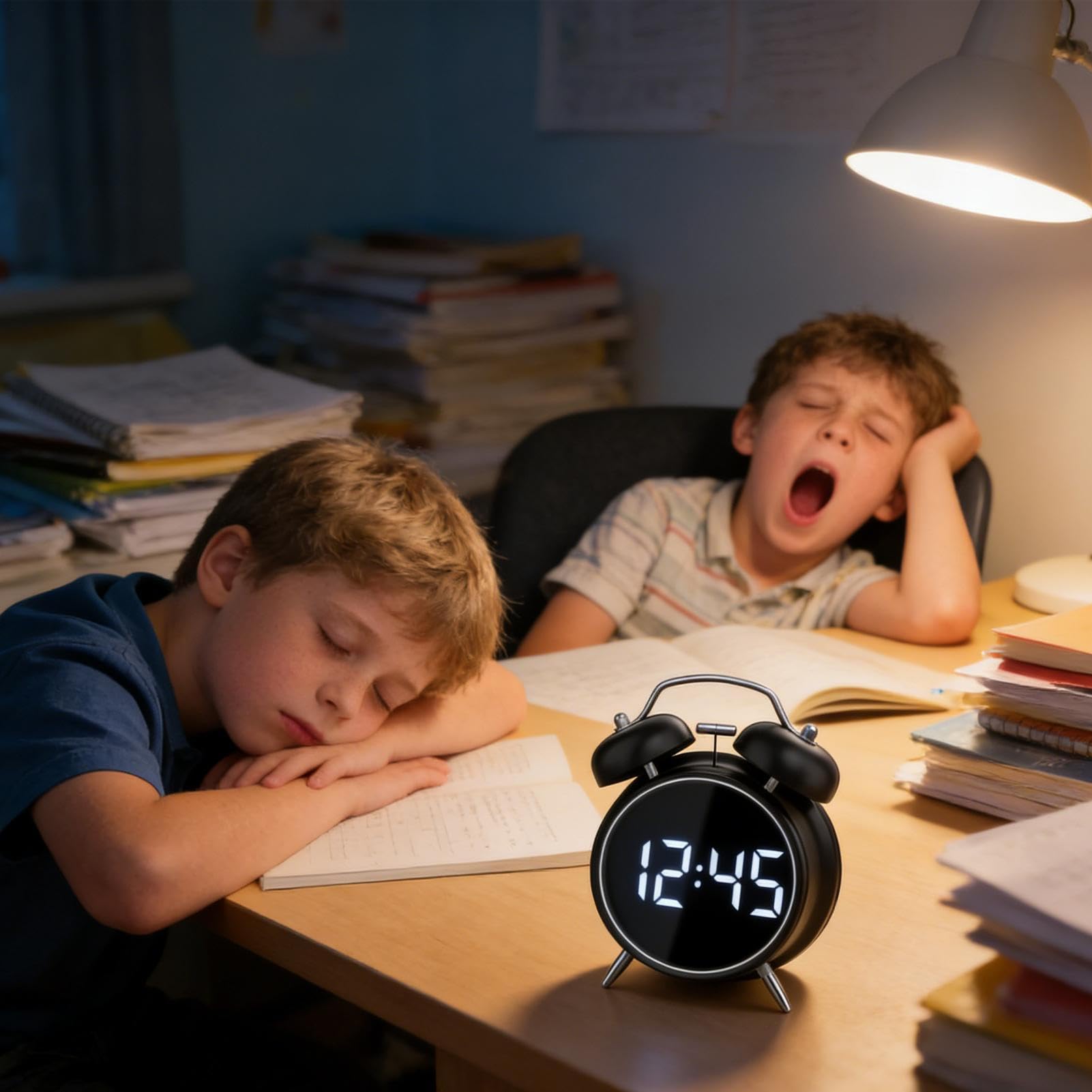 Orologio sveglia per , volume extra alto, luce analogica, doppia
