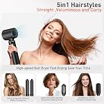 TANSHINE 5 en 1 Brosse sèche-cheveux professionnelle & Multi-Styler avec 110,000 RPM,Brosse à souder ionique pour séchage rapide, séchage, étirage, volumétrie, enroulement automatique Air Styler, Noir