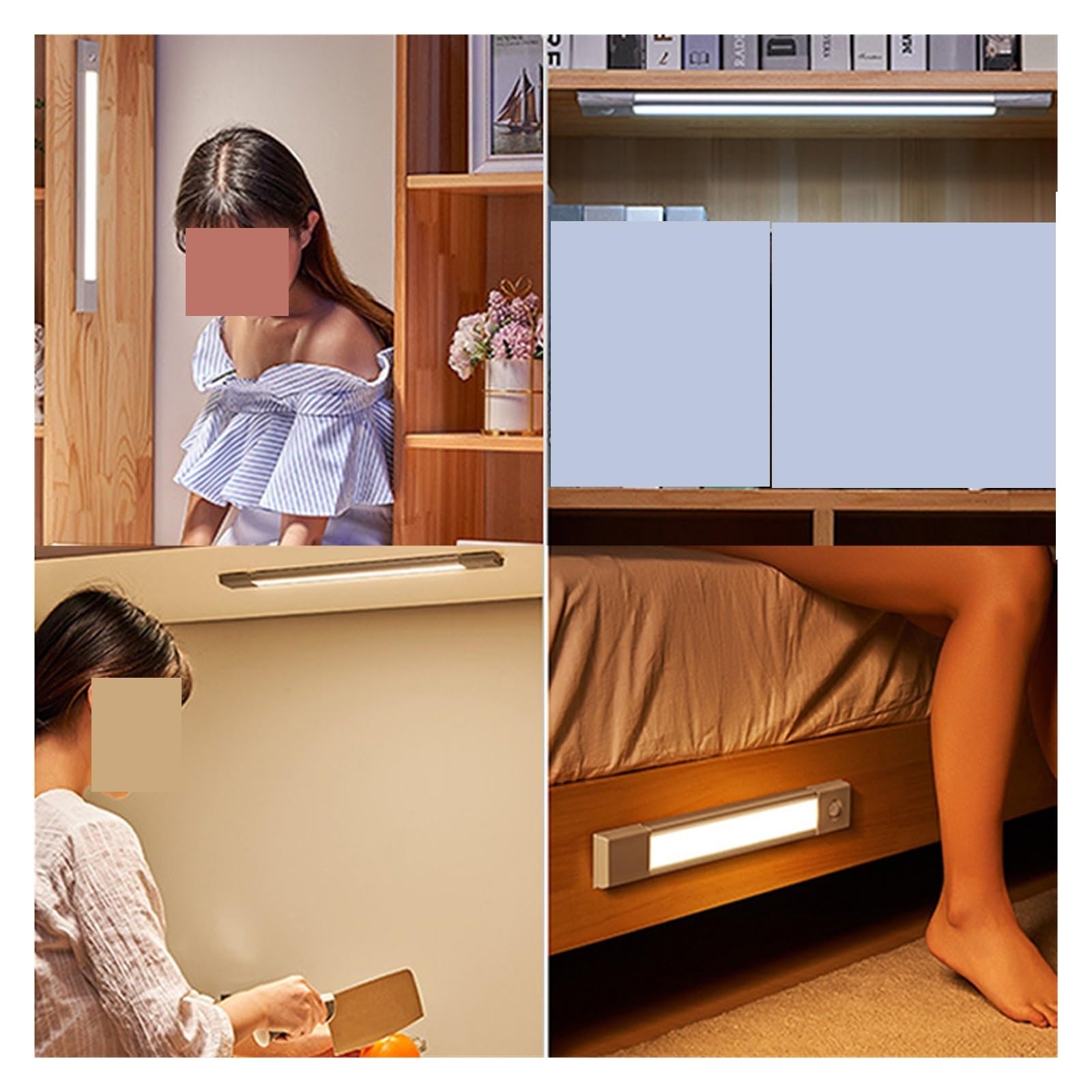 LED Nachtlicht Smart Motion Sensor Nacht Lampe Drahtlose Dimmen USB Lade Lampen Schlafzimmer Schrank Küche Lichter Bewegungsmelder(White light,30cm lamp)
