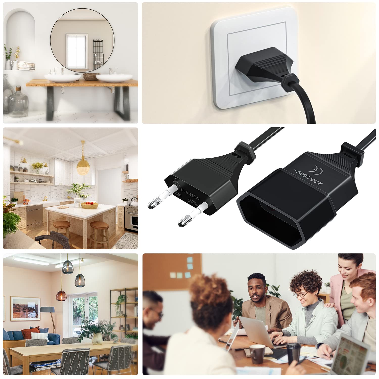 Spina UE Cavo Di Prolunga Di Alimentazione 1.5/1.8/3/5m