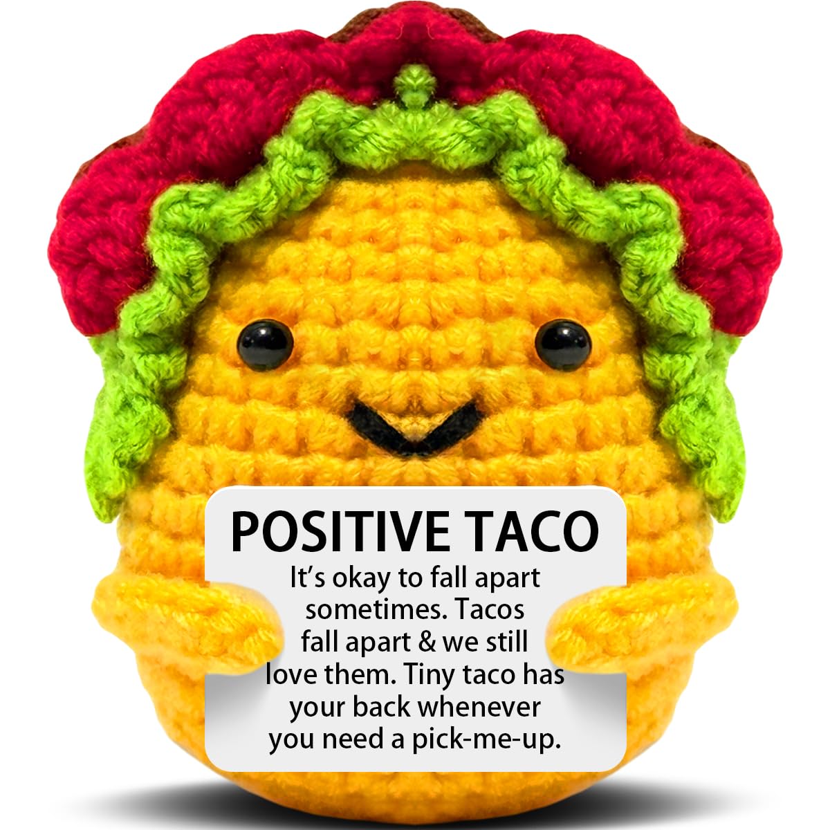 VKYN Mini Emotional Support Taco Birthday Graduation Gift for Women Men Friend Sister Coworkers Positive Taco with Card Crochet Gifts Cute Desk Decor