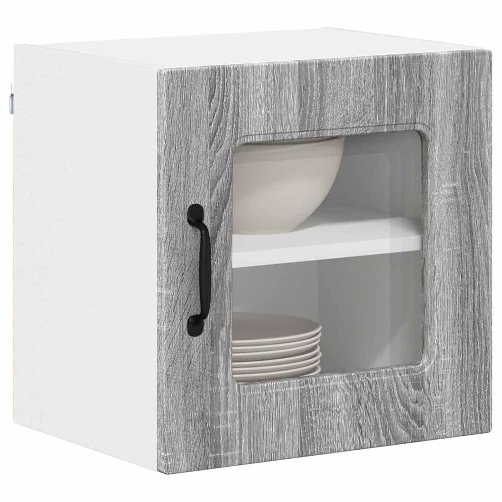 Homgoday Weiße Wandküche mit Regalbrettern & Metallgriffen - Stauraum für Küche & Gewürze Model884487