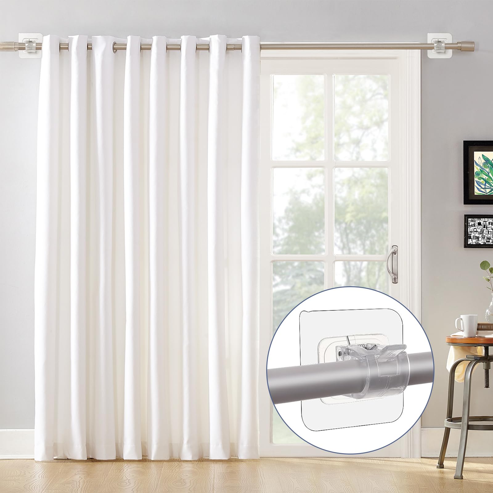 Support Tringle Rideaux Sans Percage Supports De Tringle Auto-adhésifs - Lot De 12 - Sans Perçage Pour Rideaux Et Porte-serviettes Support Rideau Sans Percage