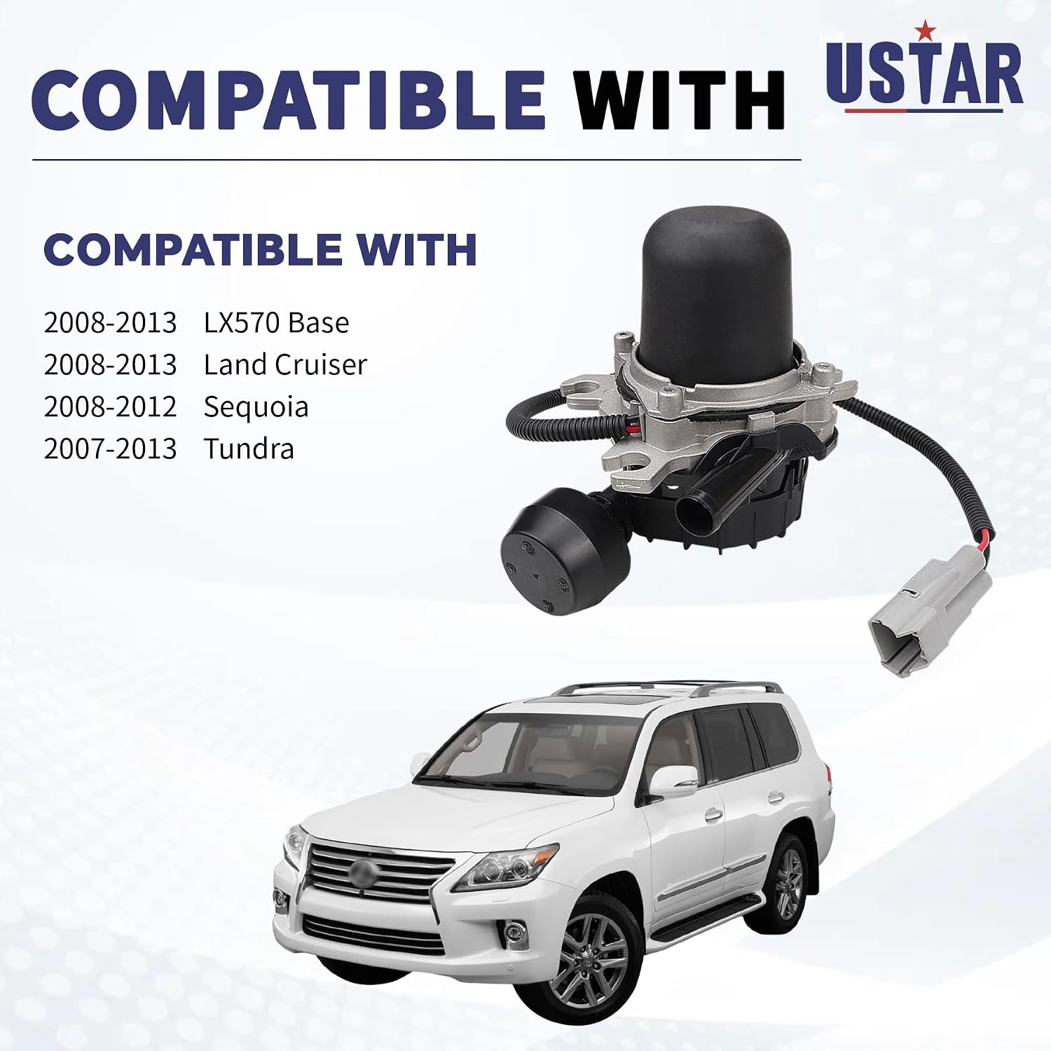 17610-0S010 Secondary Air Injection Pump Compatible with Toyota Tundra 2007-2013 Sequoia 2008-2012 Land Cruiser 2008-2013, Lexus LX570 2008-2013, 4.6L 4.7L 5.7L Replace (2 Pack)