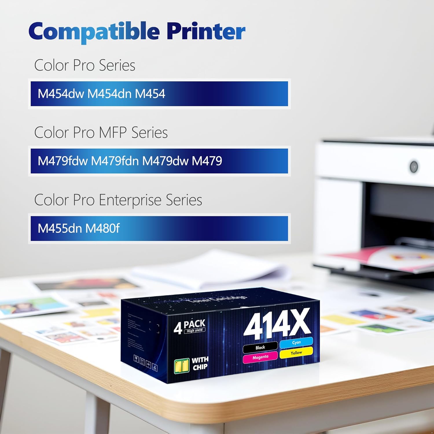 BERRYSKY 414X Toner Cartridges Replacement for HP 414X 414A Work with Color Laser Pro MFP M479fdw M479fdn M454dw Printer (4Pack,BK/C/M/Y)