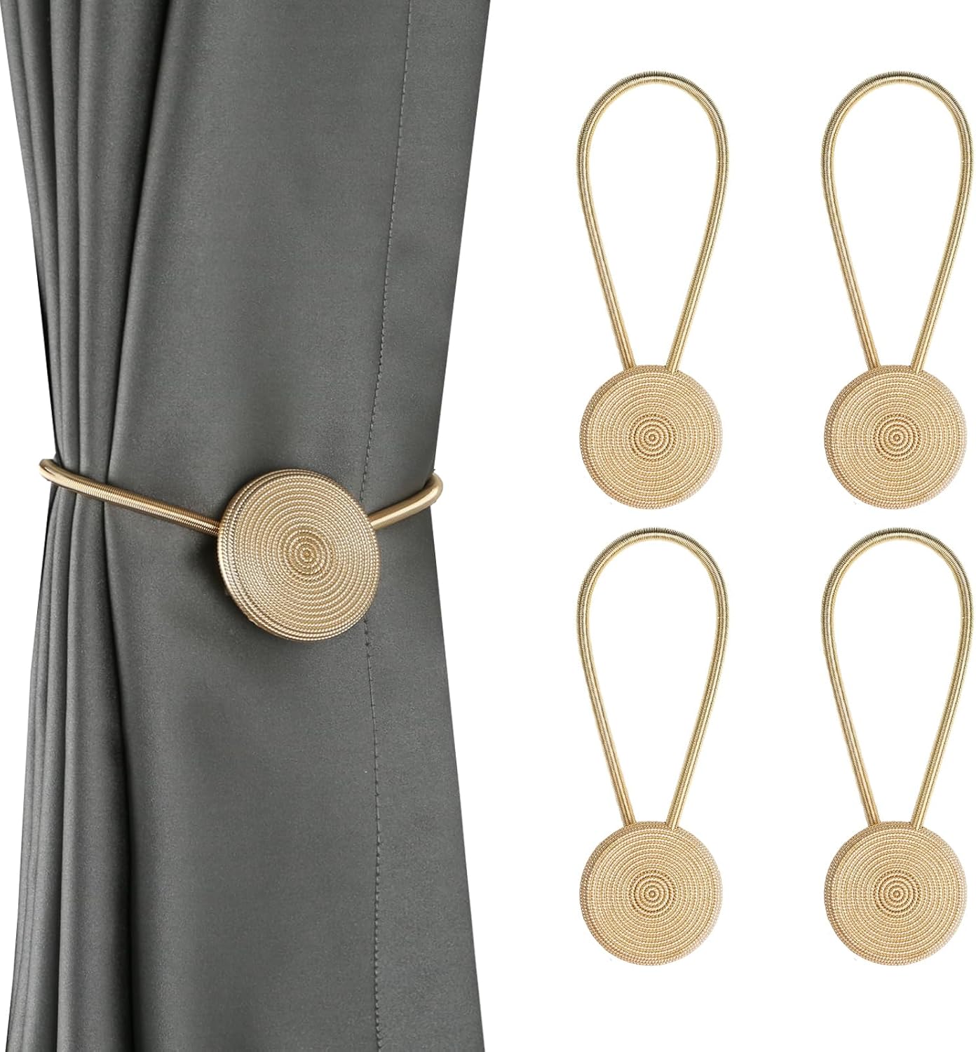 Curtain Tiebacks Handmade Braided Rope, Magnetic, Elegant Holders for Drapes Outdoor Window Treatment Holdbacks(OneColor,2 Pack)