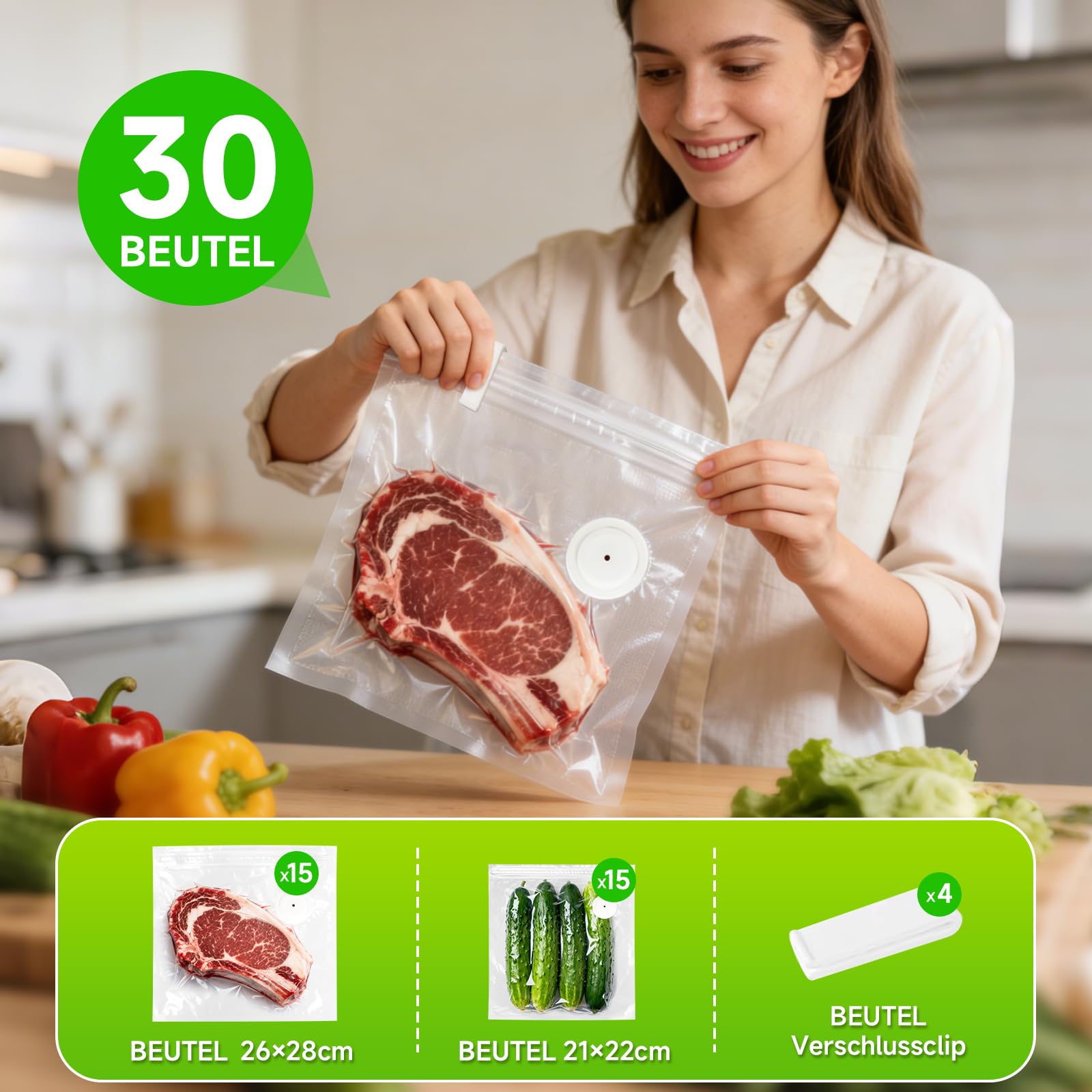 SANLIKE Hand Vakuumiergerät Mini inkl 30 Vakuumierbeutel für Lebensmittel
