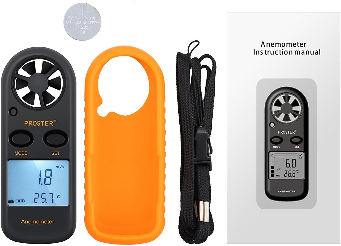 Proster Handheld Anemometer Wind Speed Meter Thermomoter Wind Detector Gauge Airflow Meter for Outdoor Sailing Surfing Shooting Fishing Hunting : Patio, Lawn & Garden