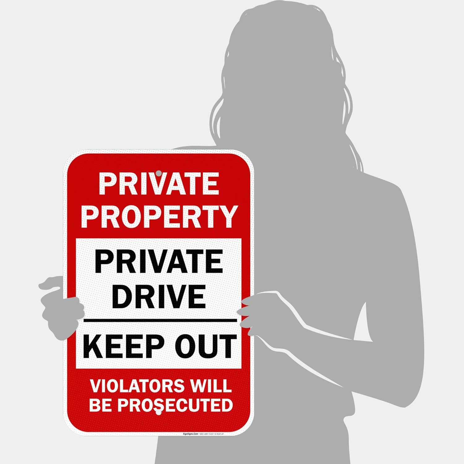 Private Property Sign, Drive No Trespassing 12x18 Inches, 3M EGP Reflective .063 Aluminum, Fade Resistant, Easy Mounting, Indoor/Outdoor Use, Made in USA